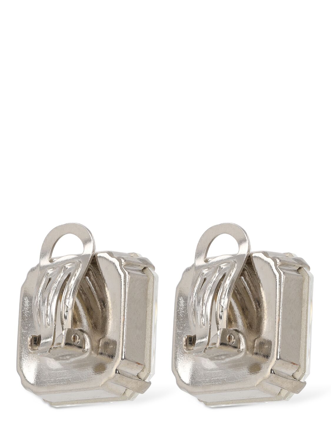 Shop Moschino Still Life With Heart Crystal Earrings In Silver