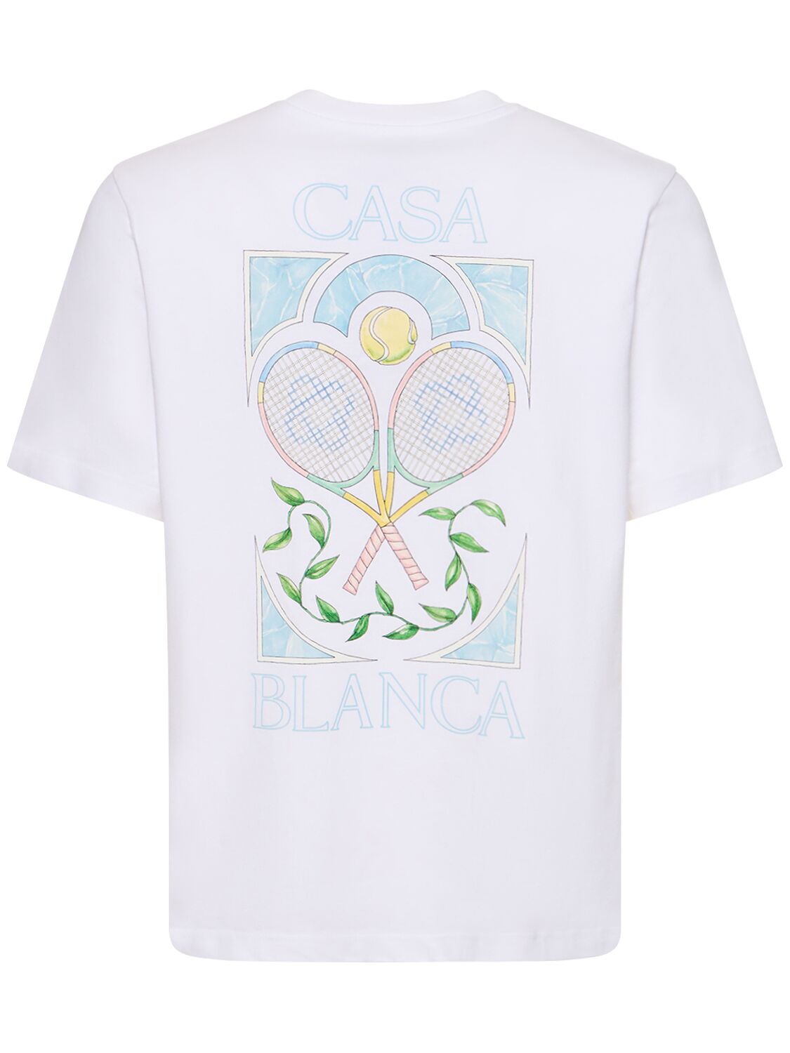 Shop Casablanca Tennis Pastelle Printed T-shirt In White