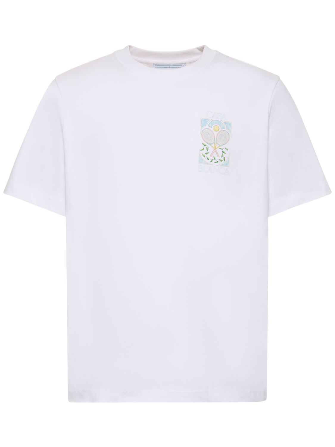 Shop Casablanca Tennis Pastelle Printed T-shirt In White