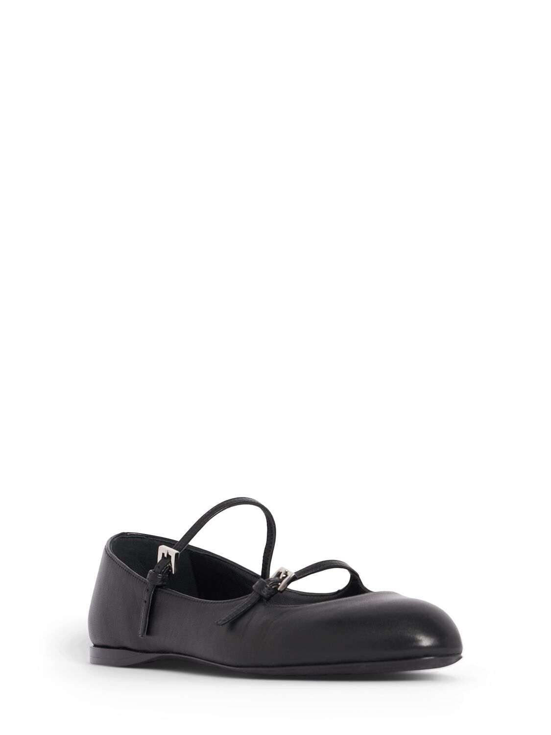 Shop Max Mara 5mm Circus Leather Ballerinas In Black