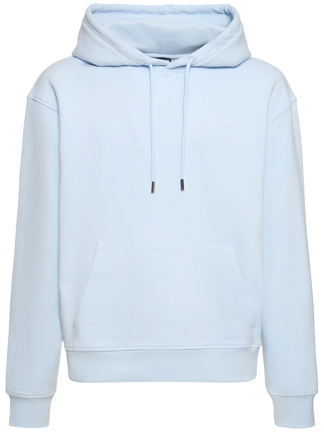 Jacquemus Le Sweatshirt Brode Cotton Hoodie In Light Blue