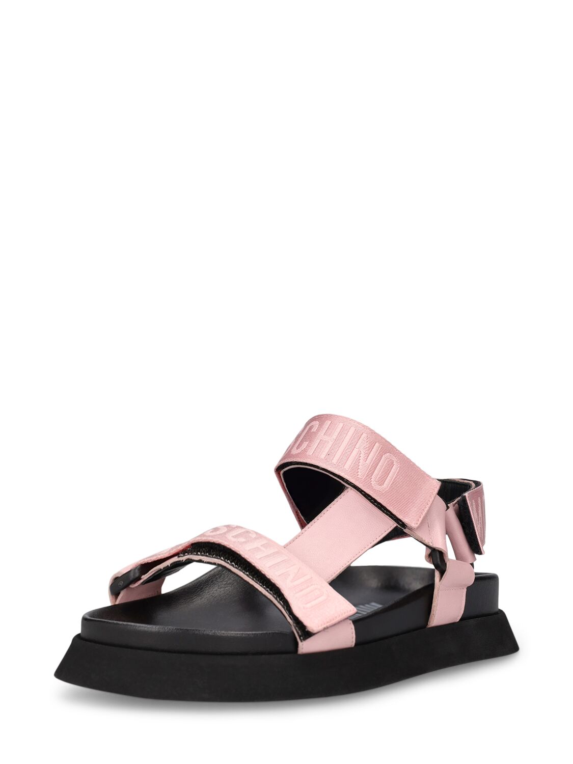 Shop Moschino 40mm Tech Flat Sandals In Pink