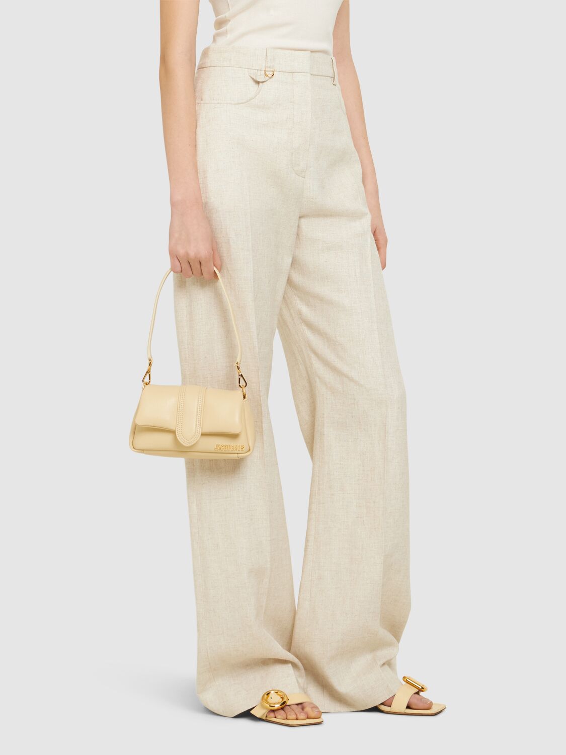 Shop Jacquemus Le Petit Bambimou Leather Shoulder Bag In Ivory