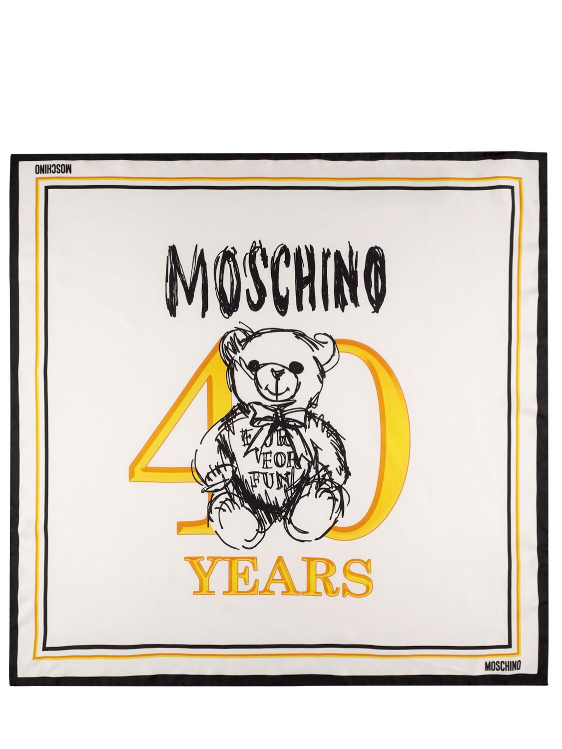 Moschino Logo Printed Silk Scarf In White