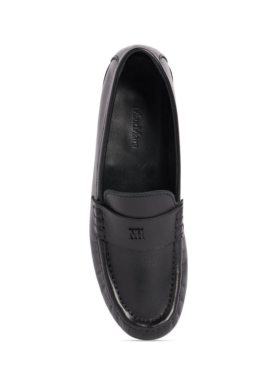 Shop Max Mara 20mm Mm Leather Loafers In Black