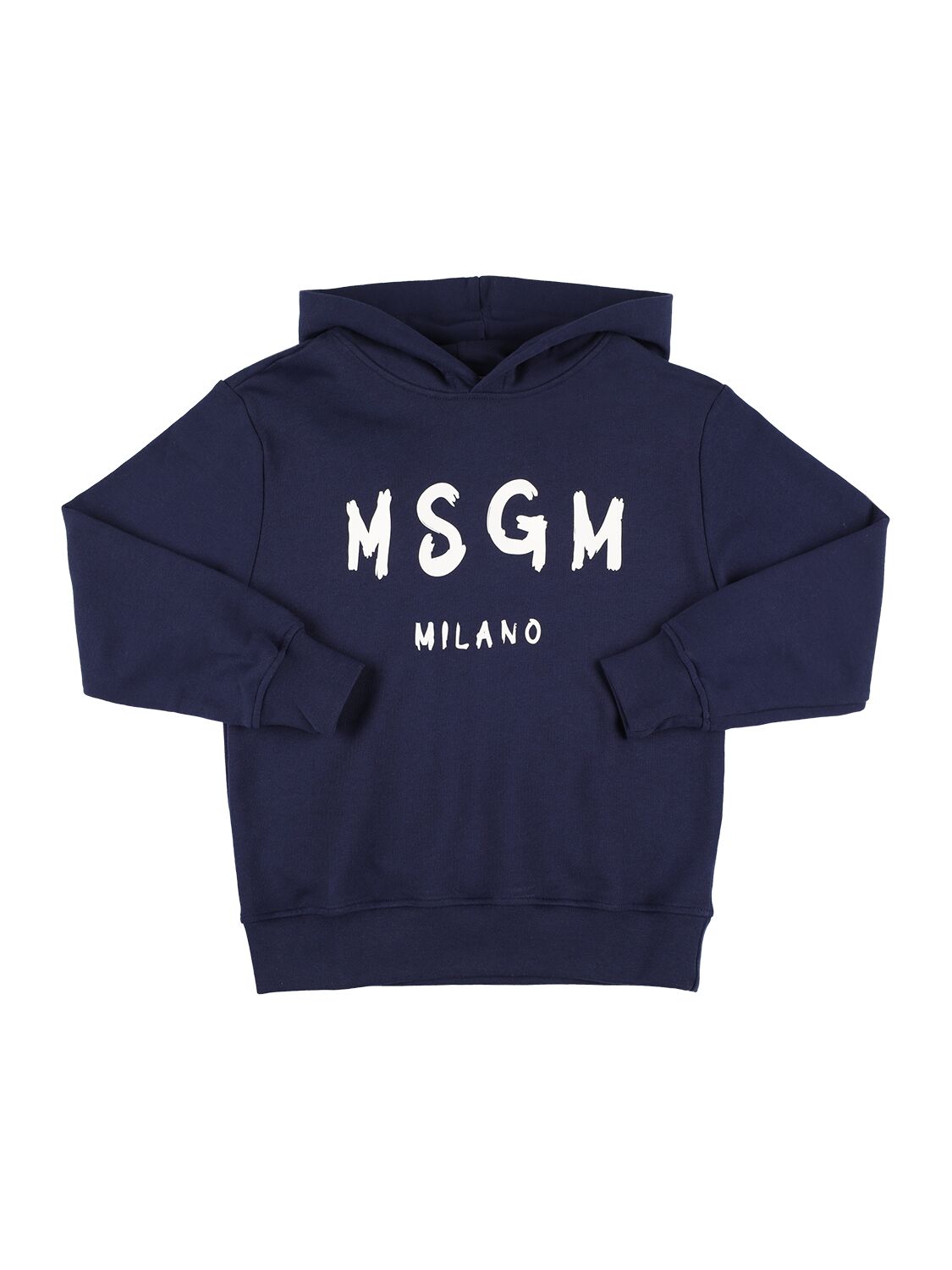 Msgm Kids' Printed Logo Hooded Sweatshirt In Blue