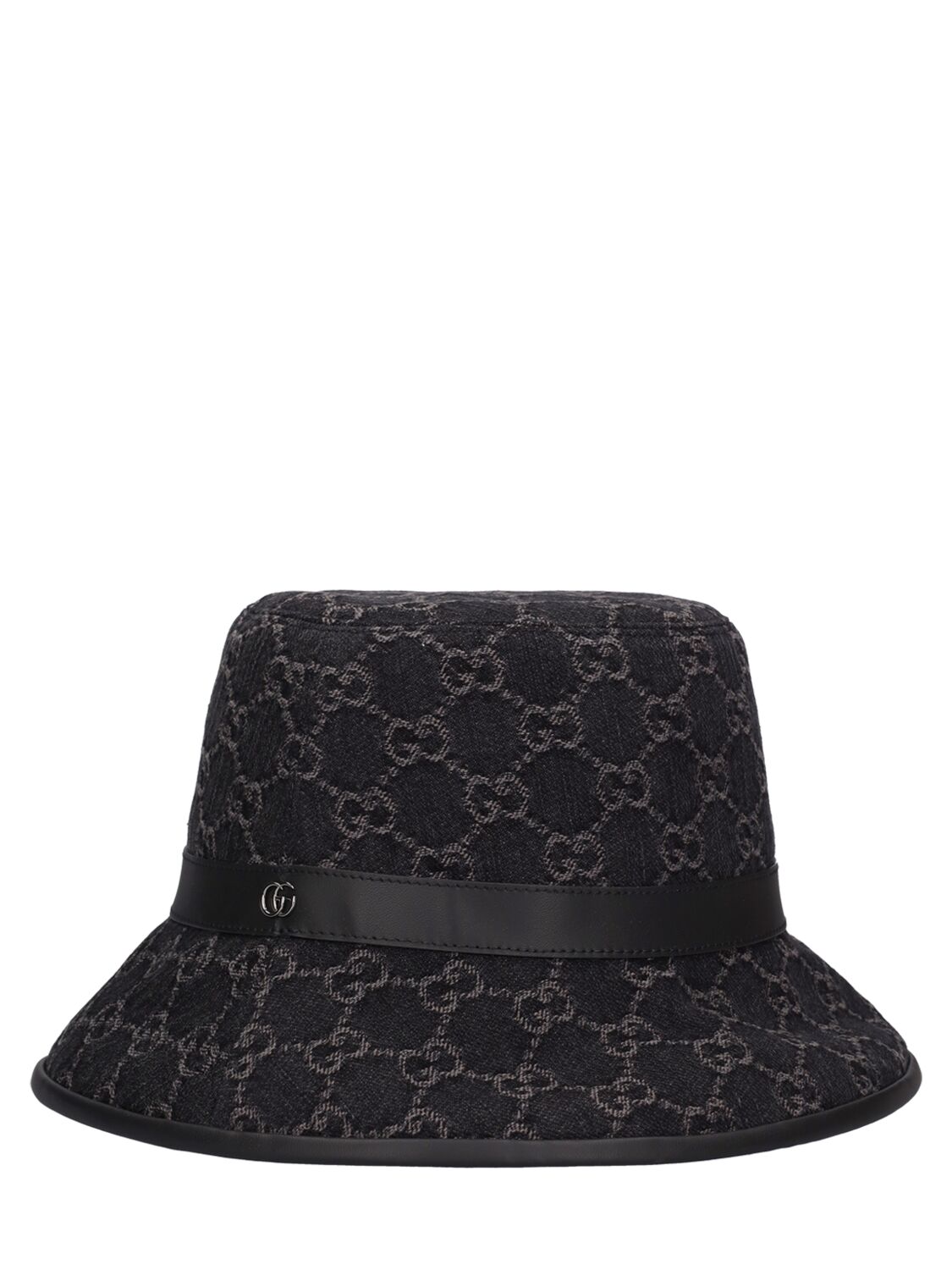 Shop Gucci Gg Denim Bucket Hat In Black,grey