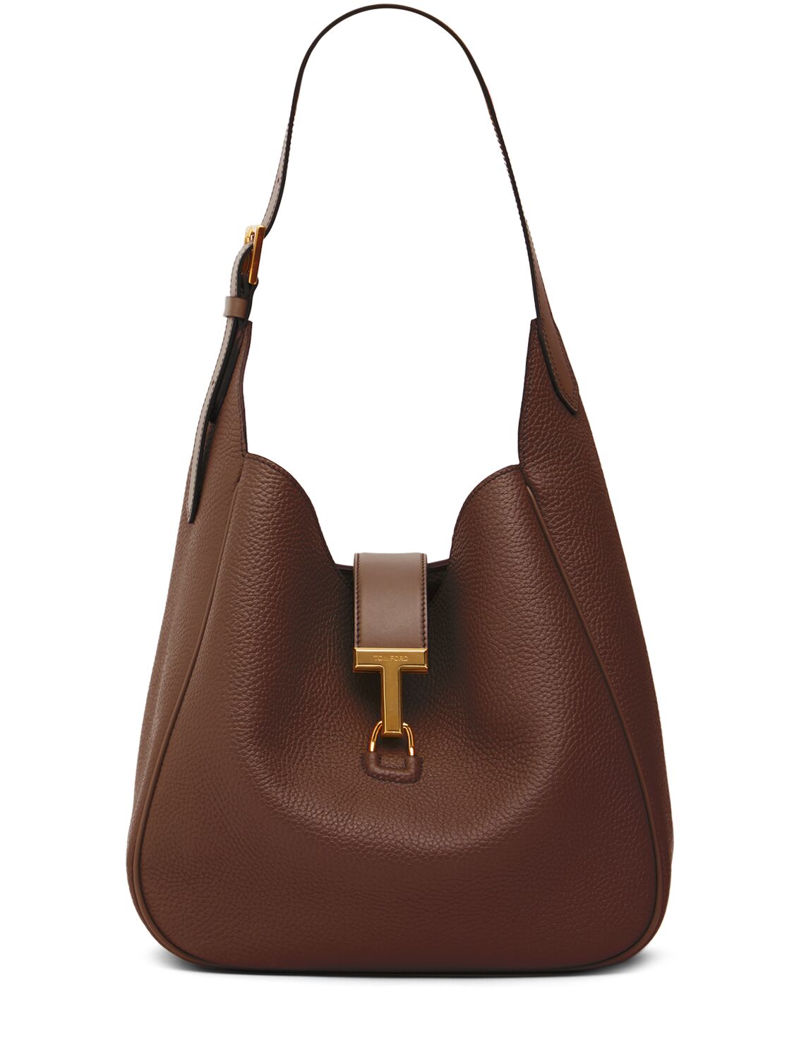 Tom Ford Medium Monarch Leather Bag In Saddle Brown