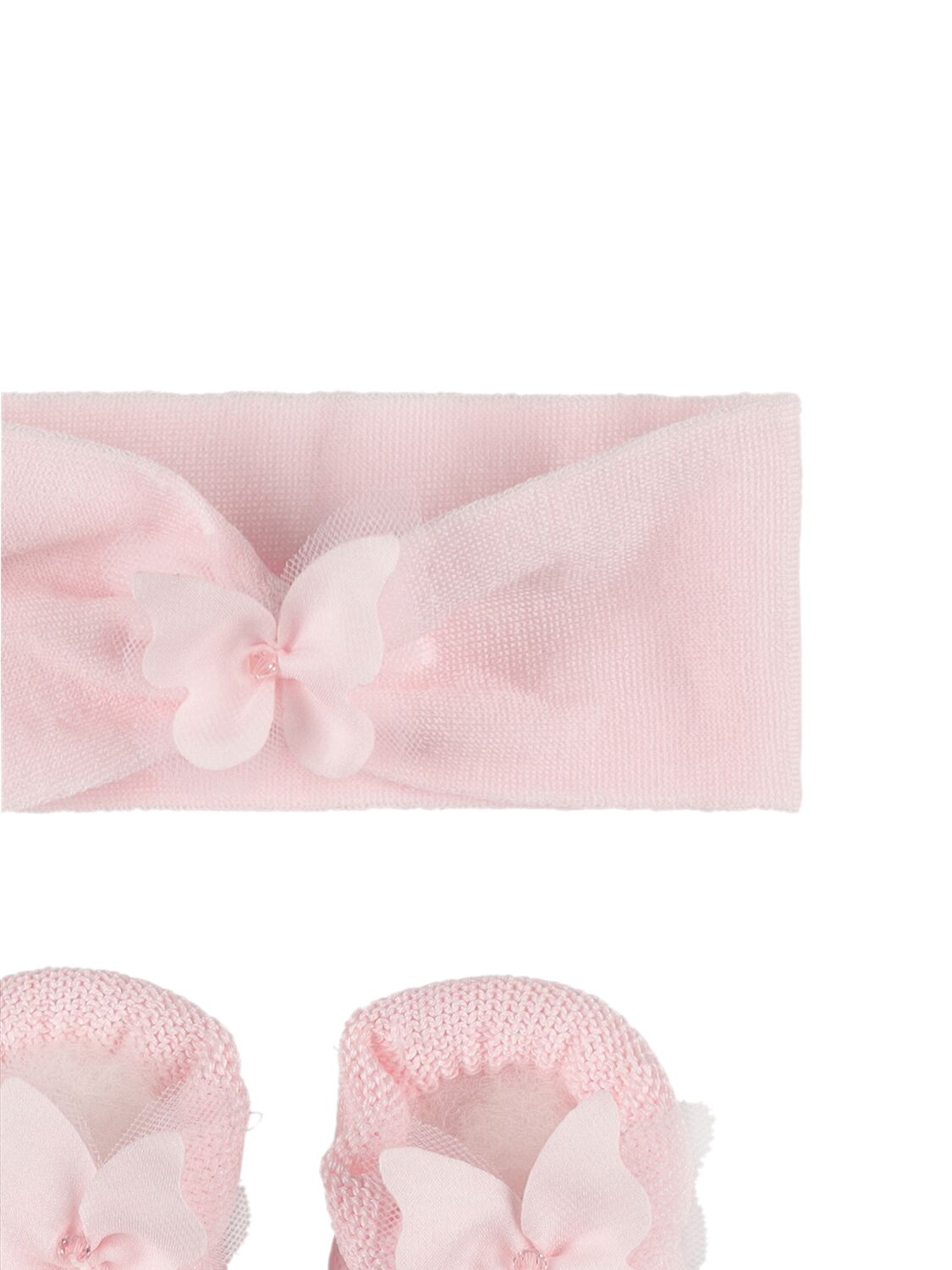 Shop Story Loris Cotton Blend Headband & Booties In Pink