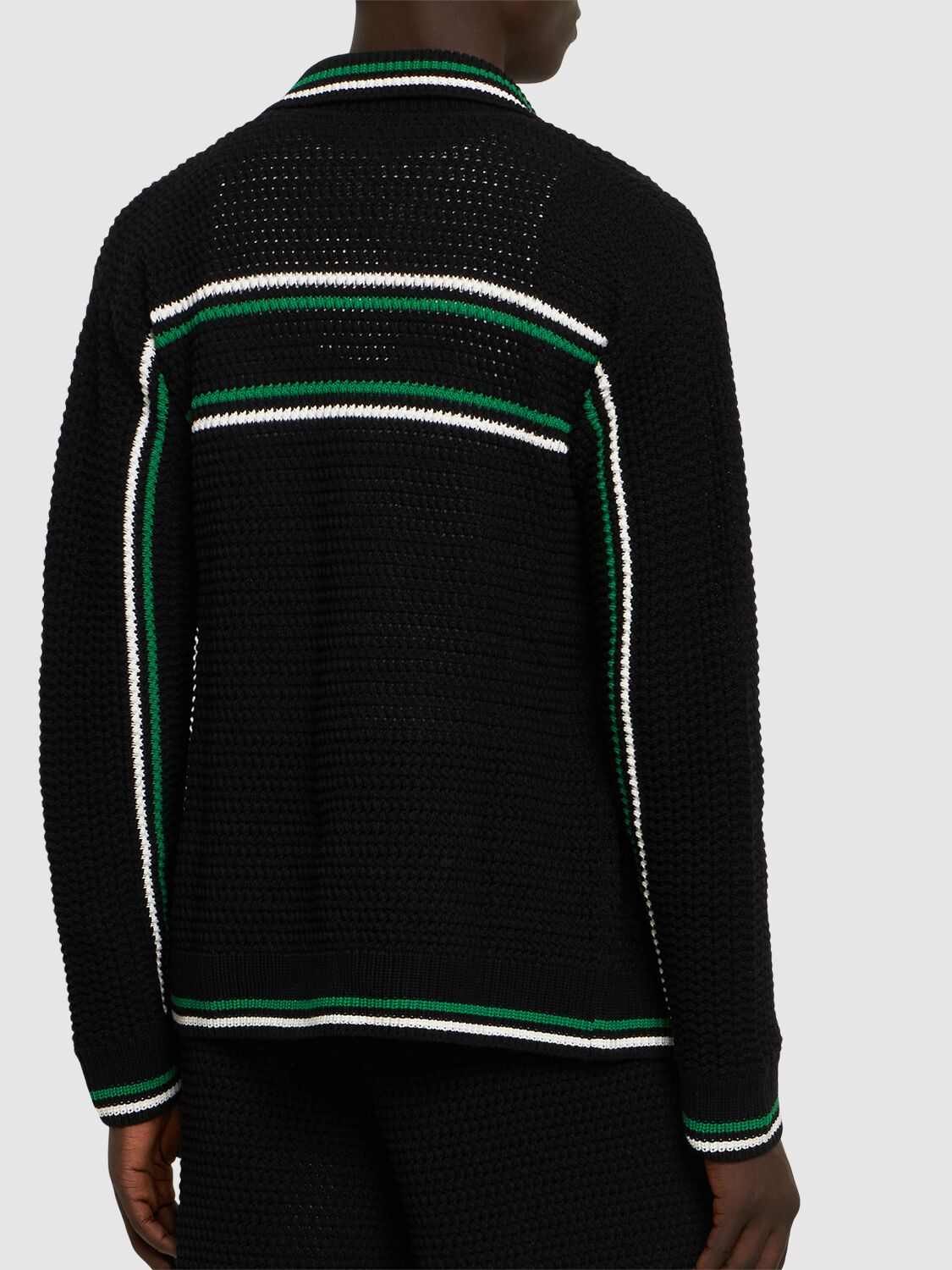 Shop Casablanca Crocheted Cotton Tennis Jacket In Black