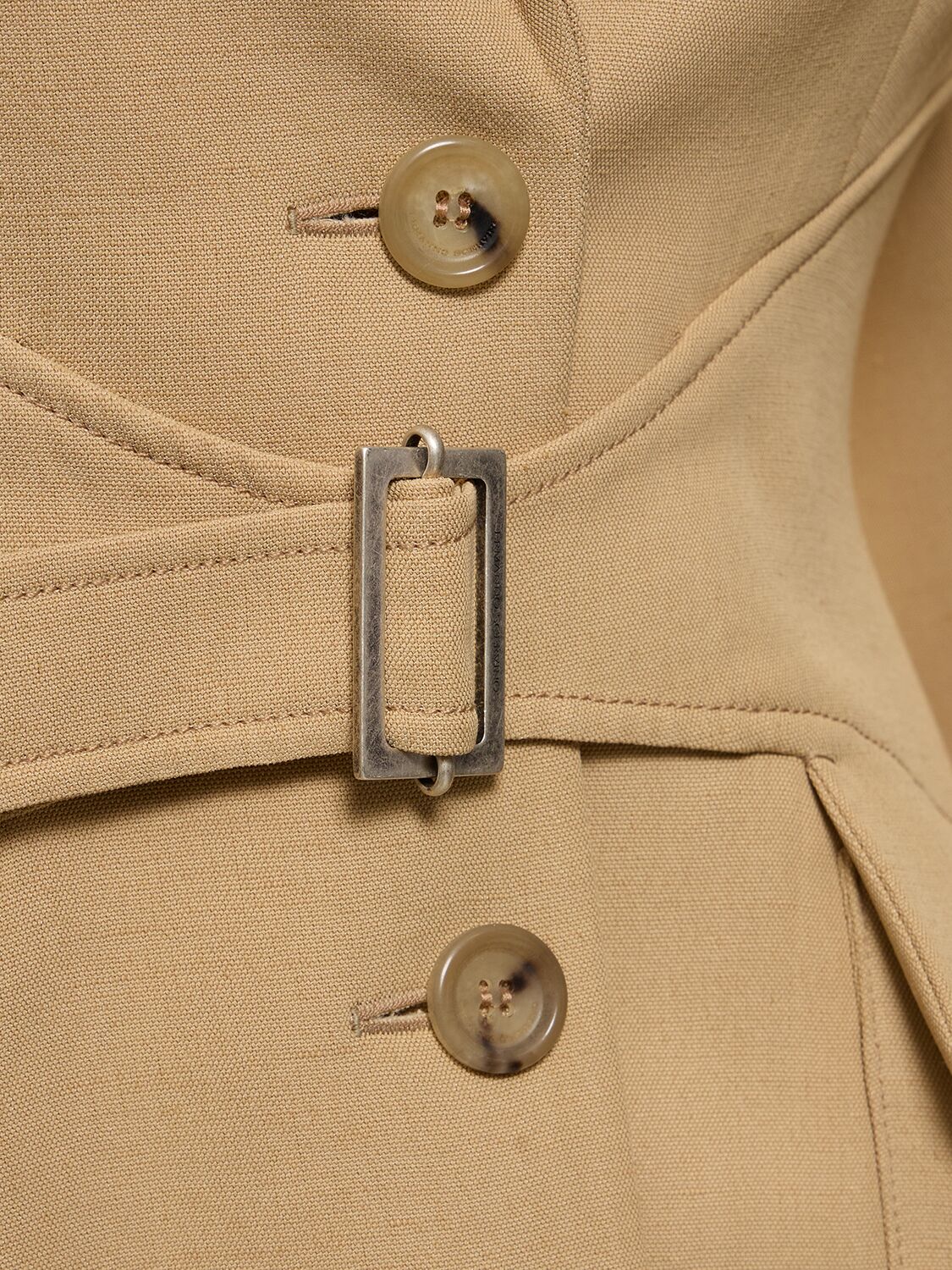 Shop Ermanno Scervino Belted Viscose Crepe Jacket W/ Pockets In Dark Beige