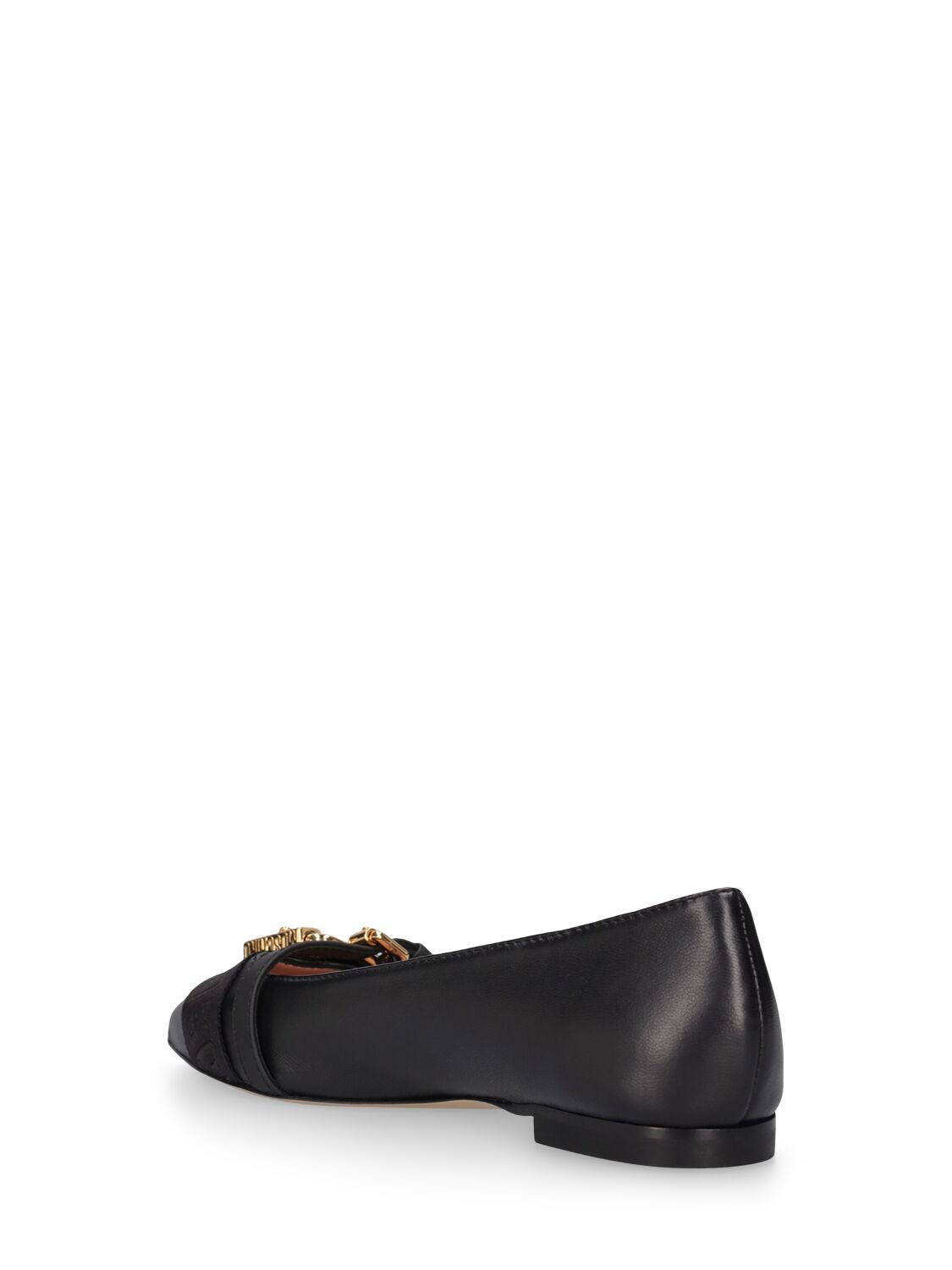Shop Moschino 10mm Leather Ballerina Flats In Black