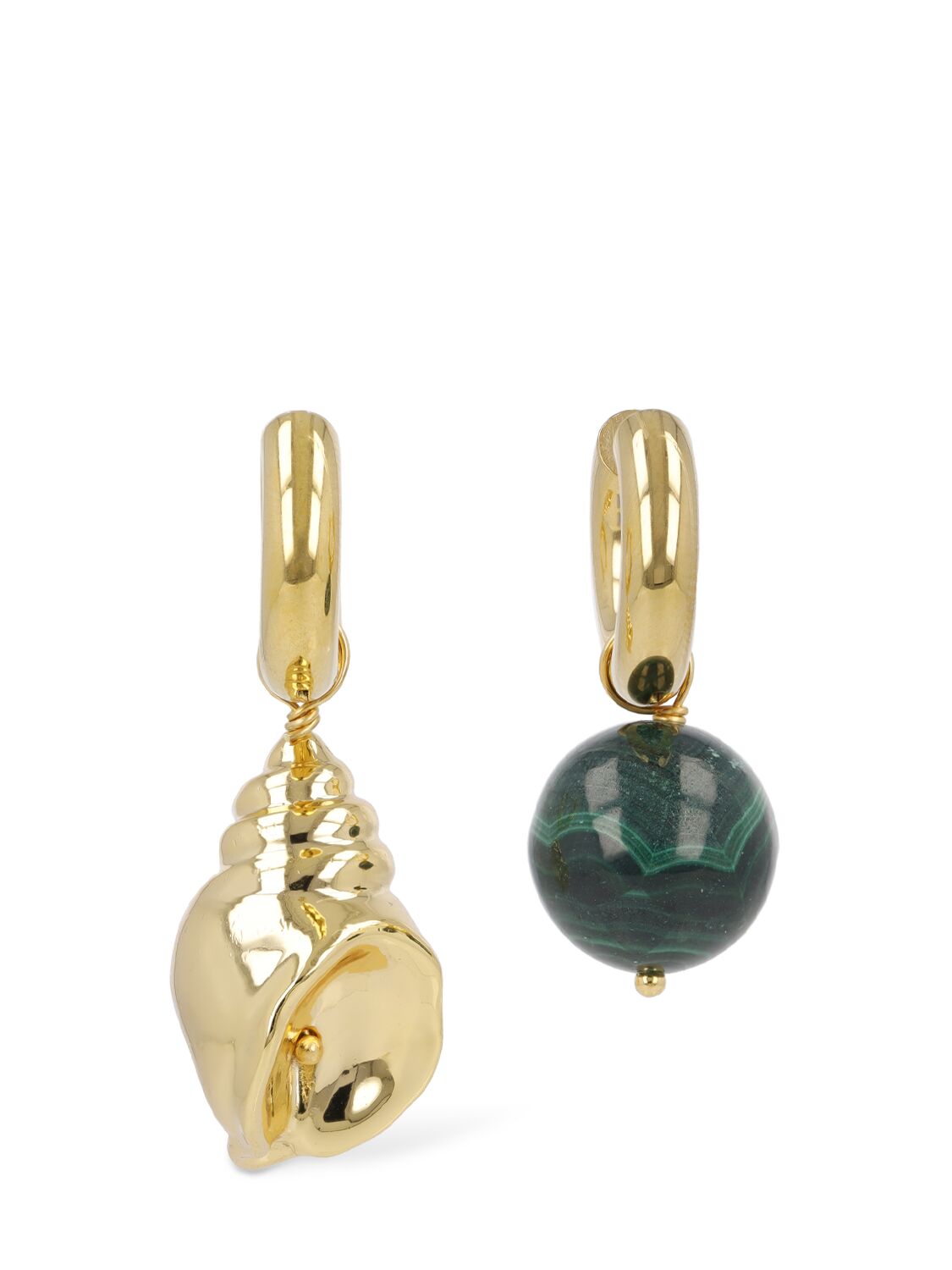Shop Timeless Pearly Pearl & Shell Mismatched Earrings In Green,gold
