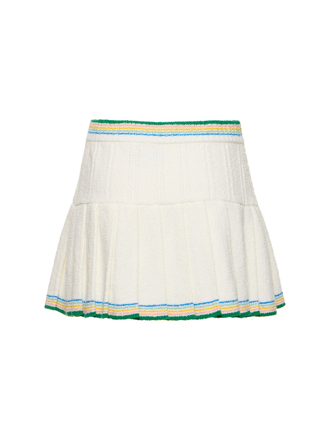 Shop Casablanca Bouclé Pleated Skirt In White