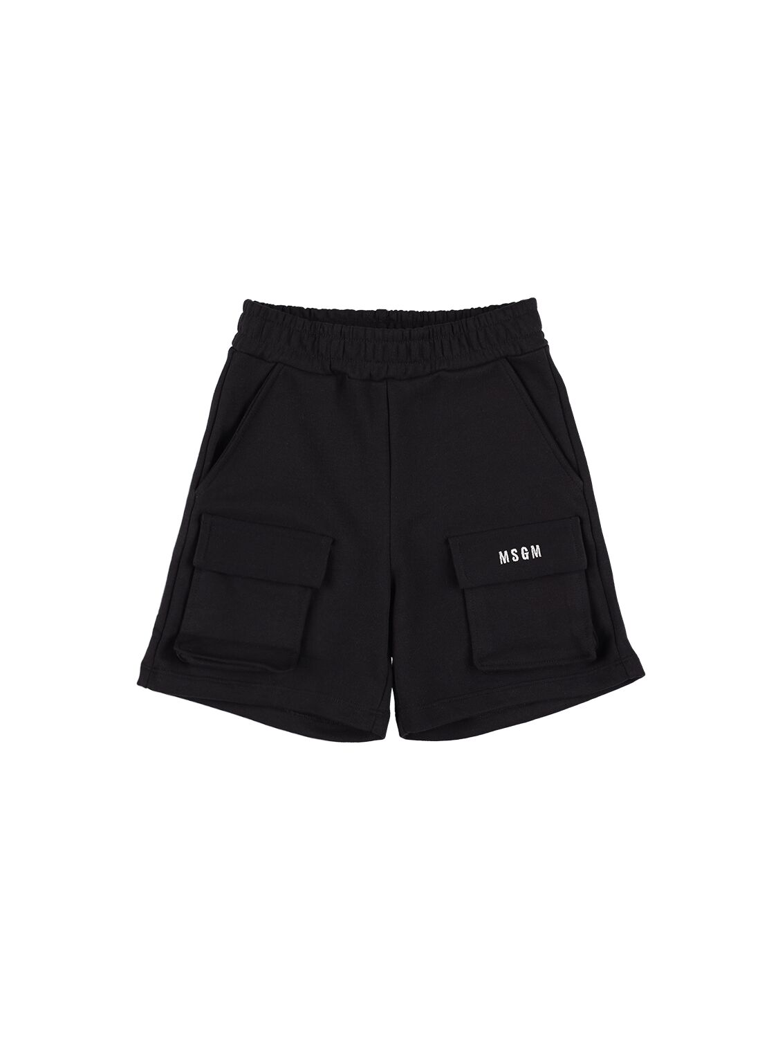 Msgm Kids' Cotton Sweat Shorts W/pockets In Black