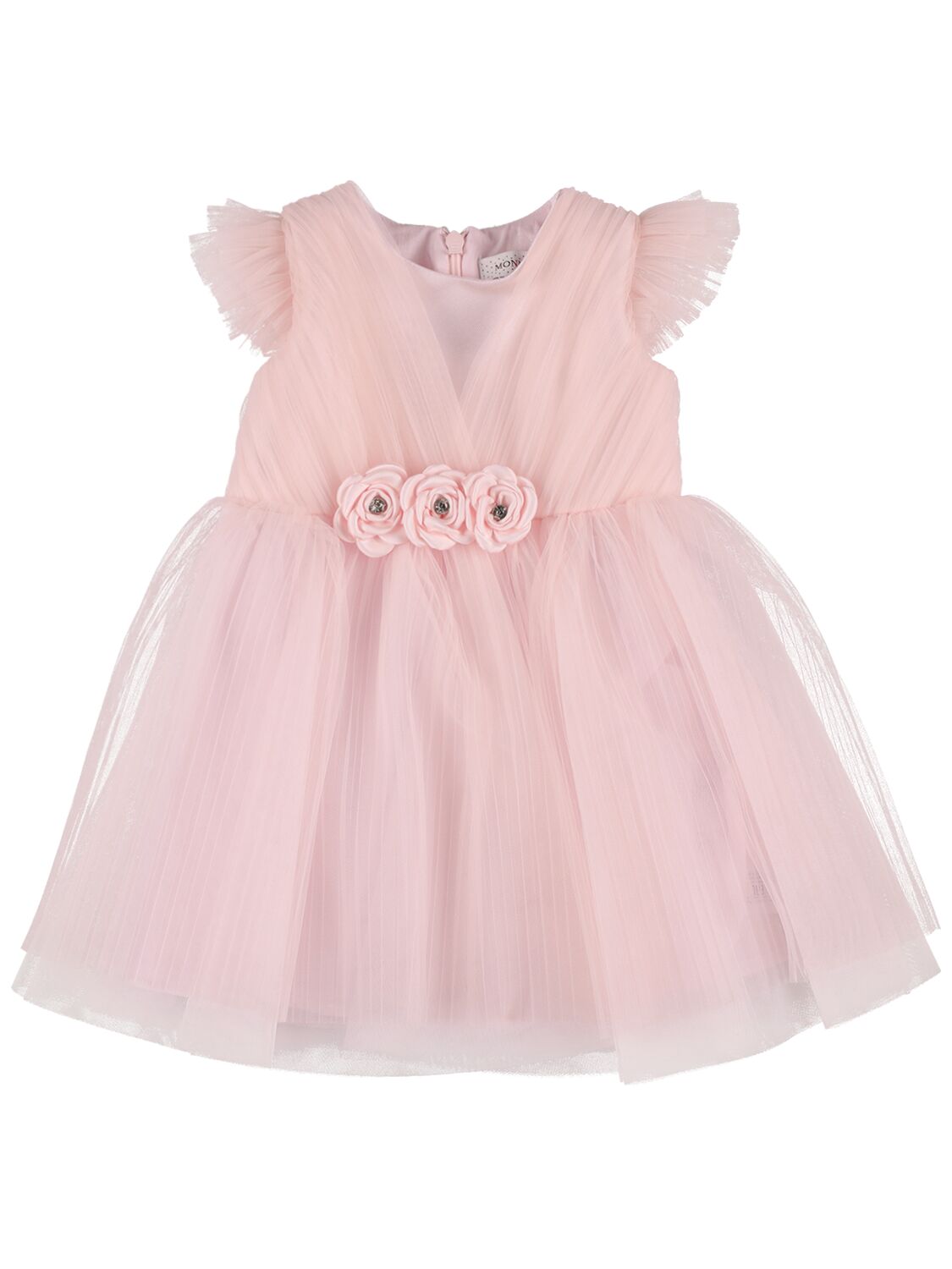 Monnalisa Kids' Plissé Tulle Party Dress In Pink