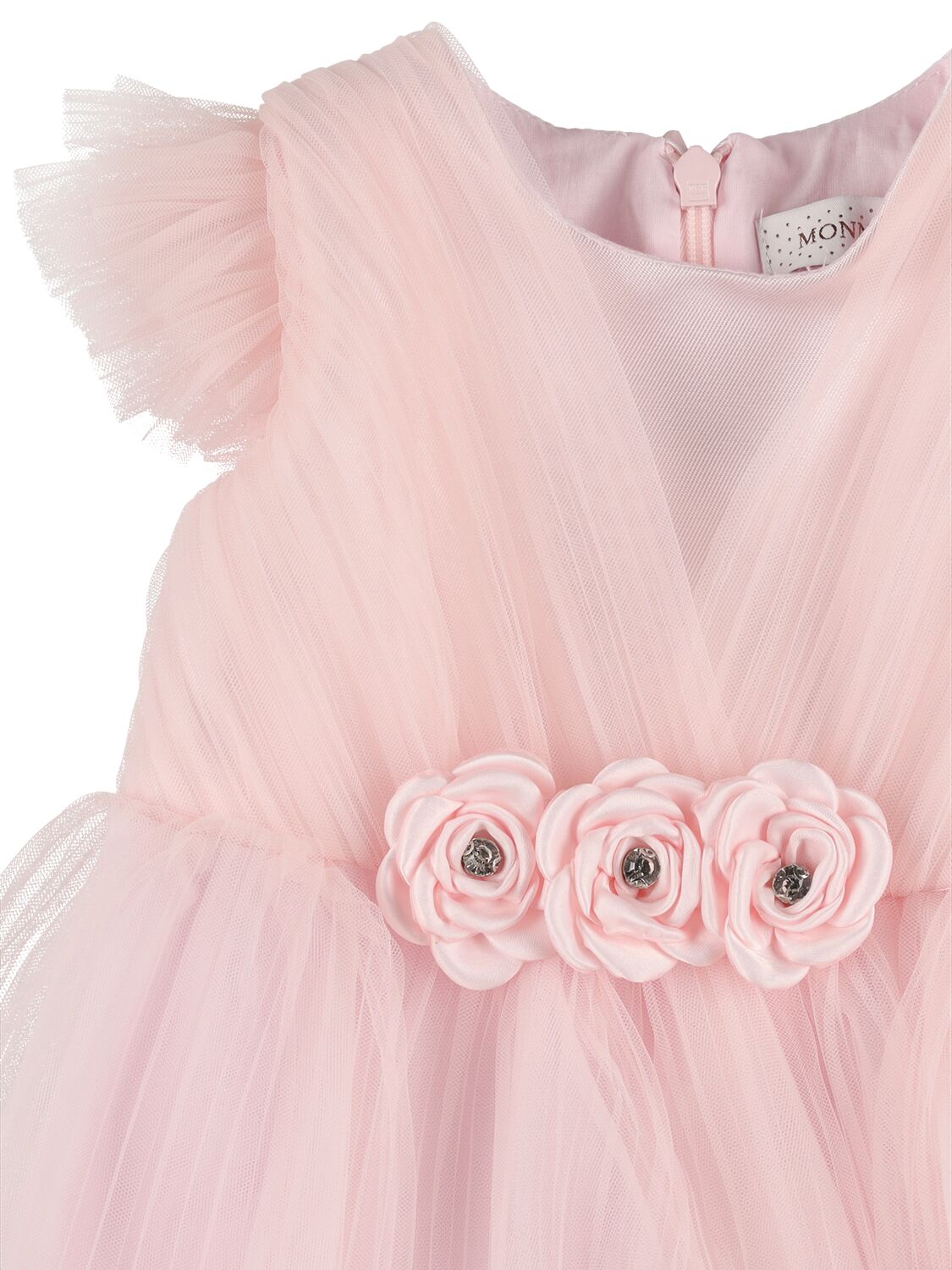 Shop Monnalisa Plissé Tulle Party Dress In Pink