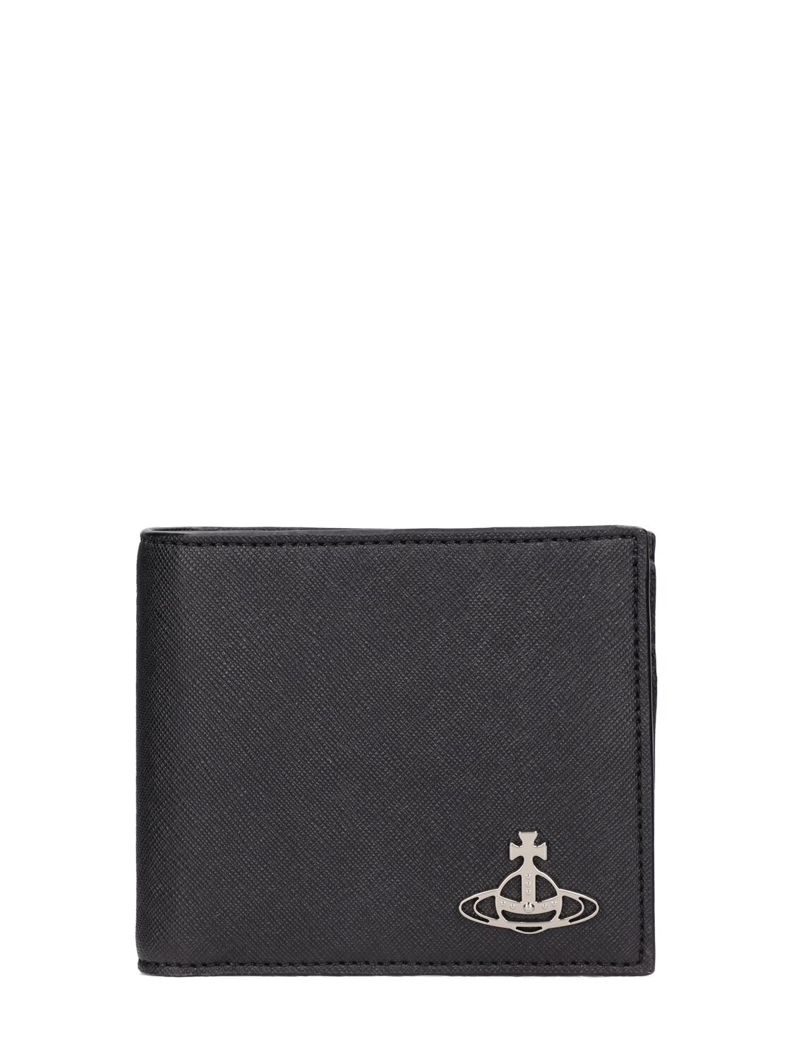 Vivienne Westwood Faux Saffiano Billfold Wallet In Black