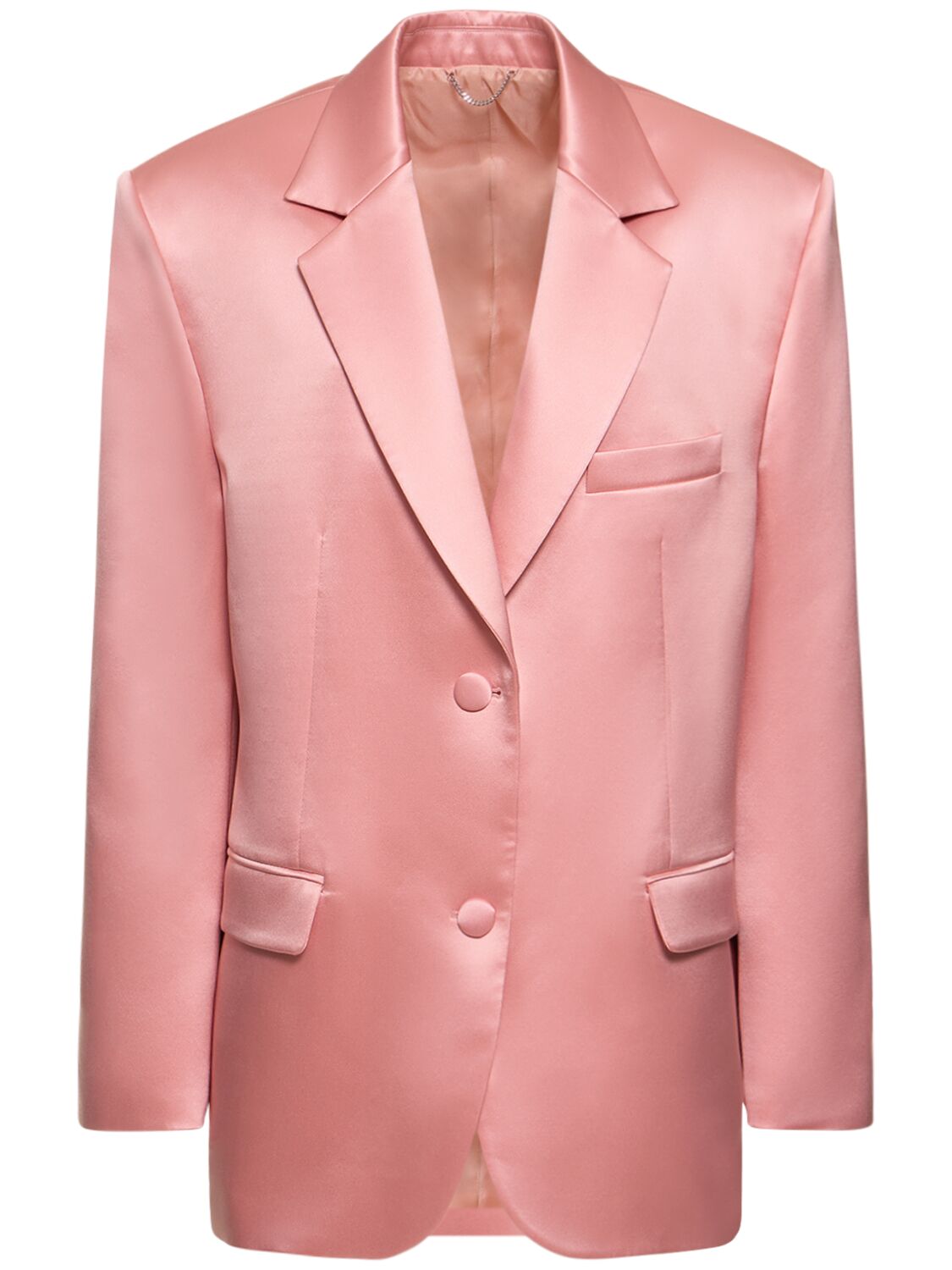 Magda Butrym Silk Satin Single Breasted Blazer In Pink