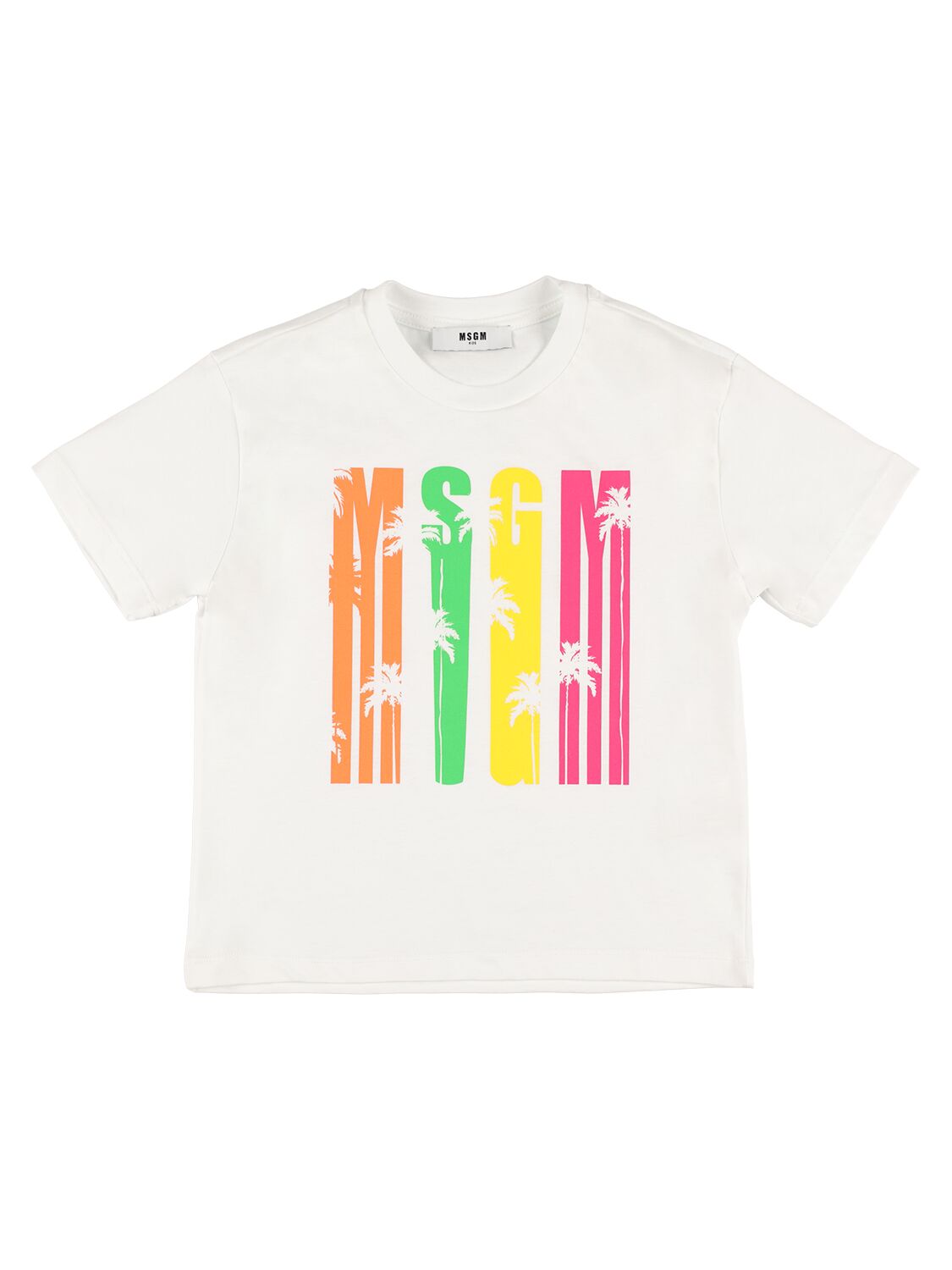 Msgm Kids' 棉质平纹针织t恤 In White