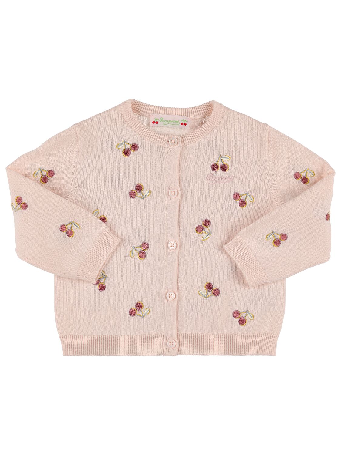 Image of Cherry Embroidered Cotton Knit Cardigan