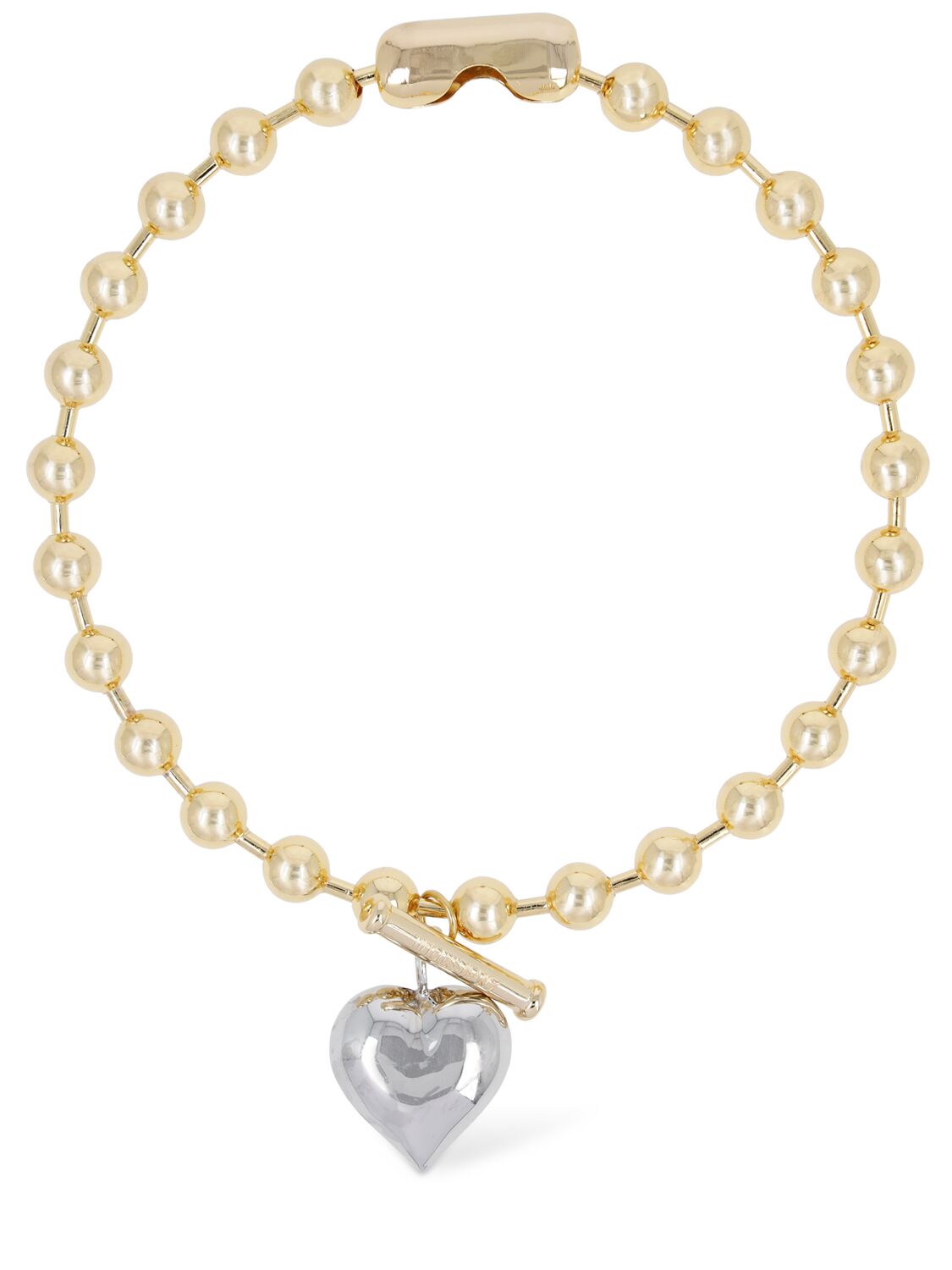 Timeless Pearly Chunky Heart Necklace In Silver,gold
