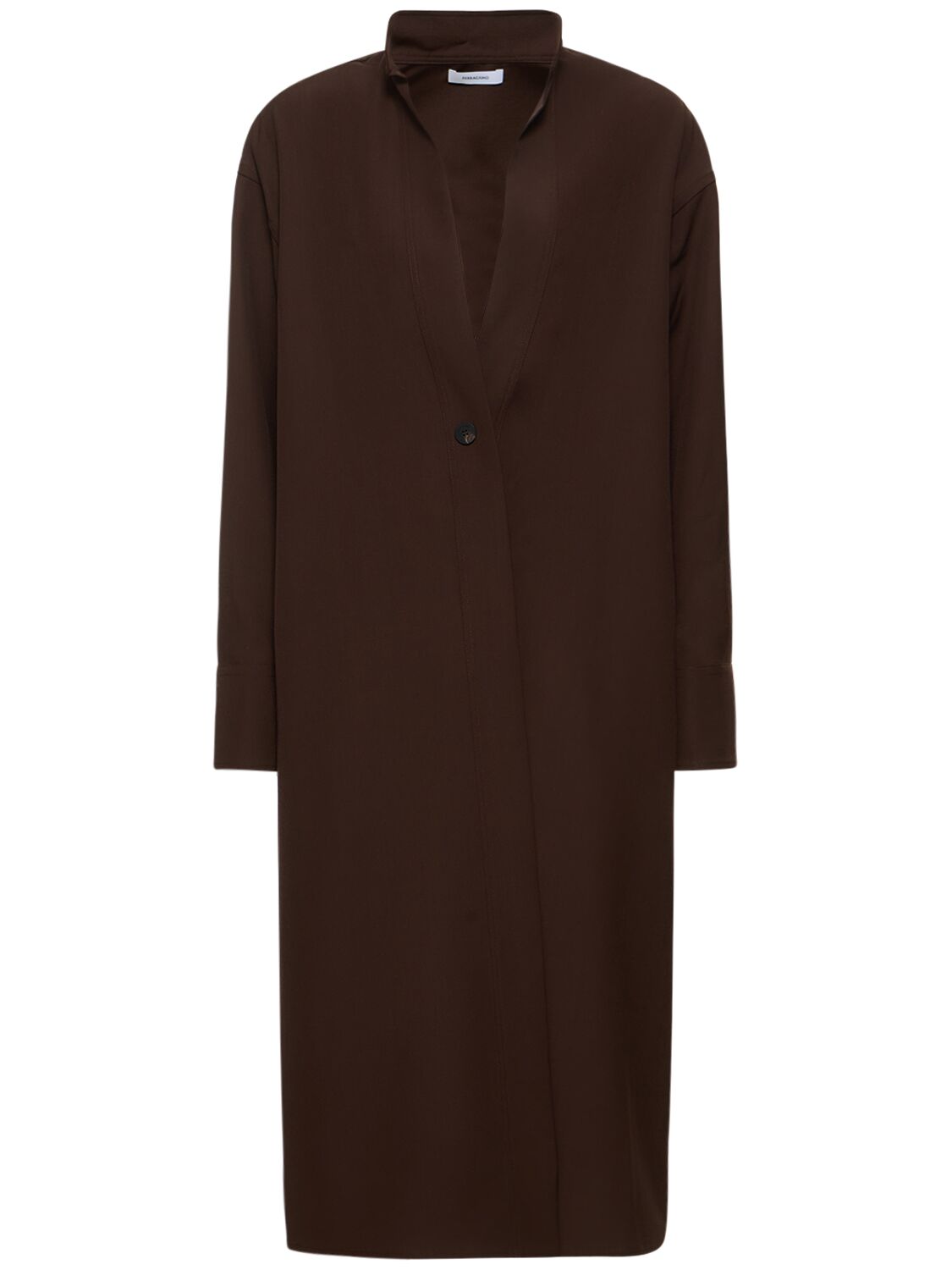 Ferragamo Single Breasted Wool Long Jacket In Dark Brown