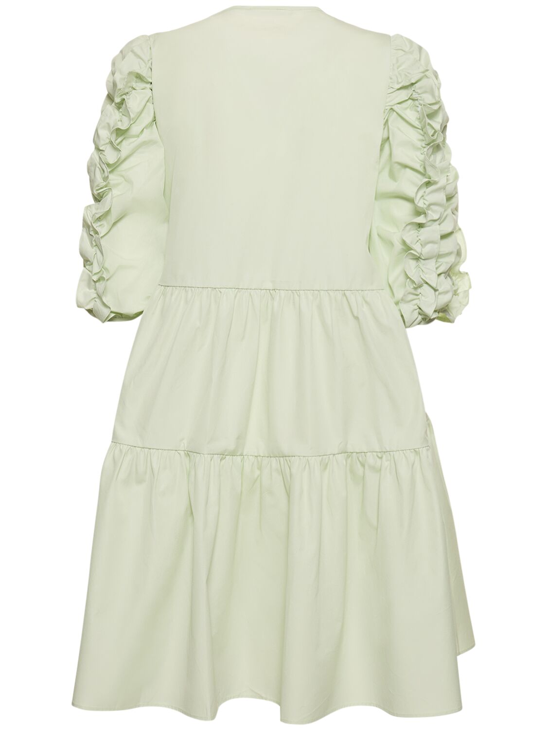 Shop Cecilie Bahnsen Vermont Cotton 3/4 Sleeve Mini Dress In Green