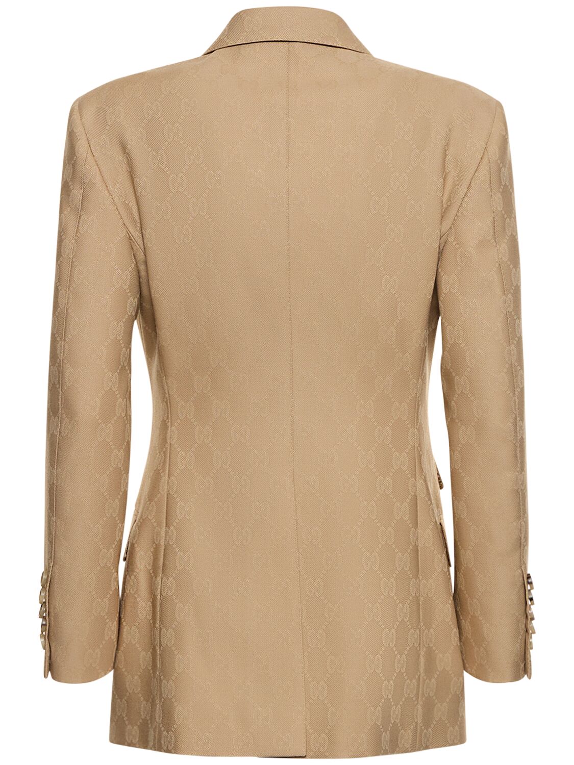 Shop Gucci Gg Wool Jacquard Jacket In Camel
