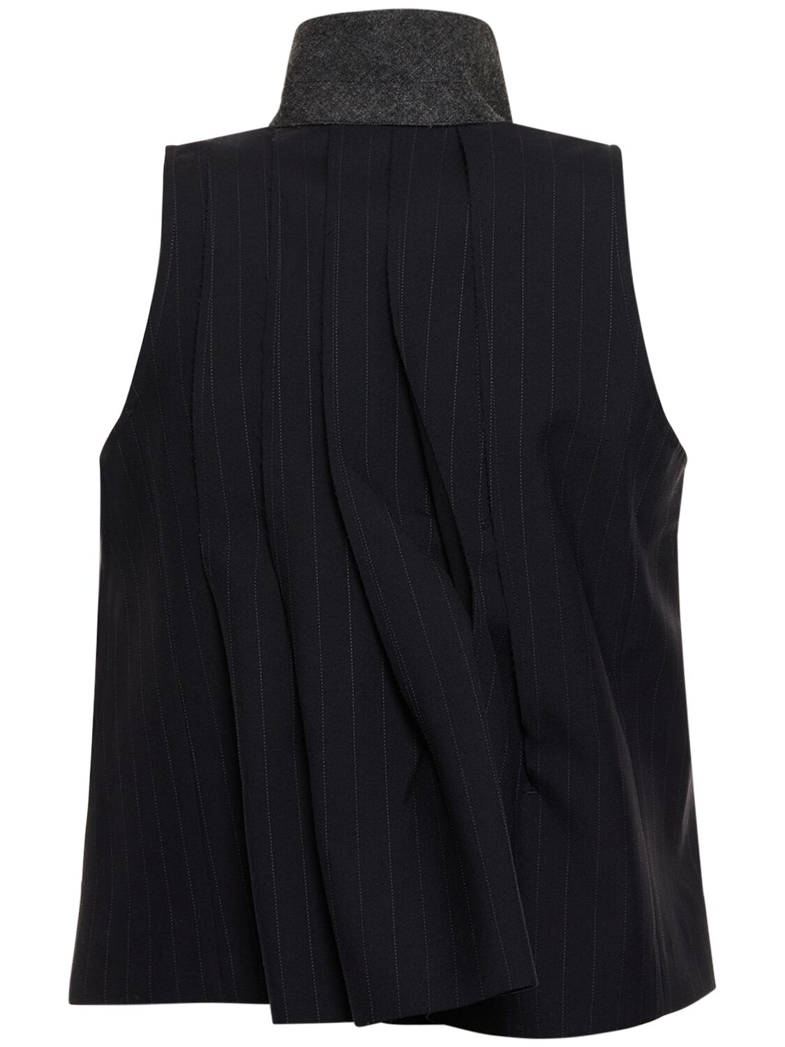 Shop Sacai Chalk Striped Double Breast Vest In Navy,white