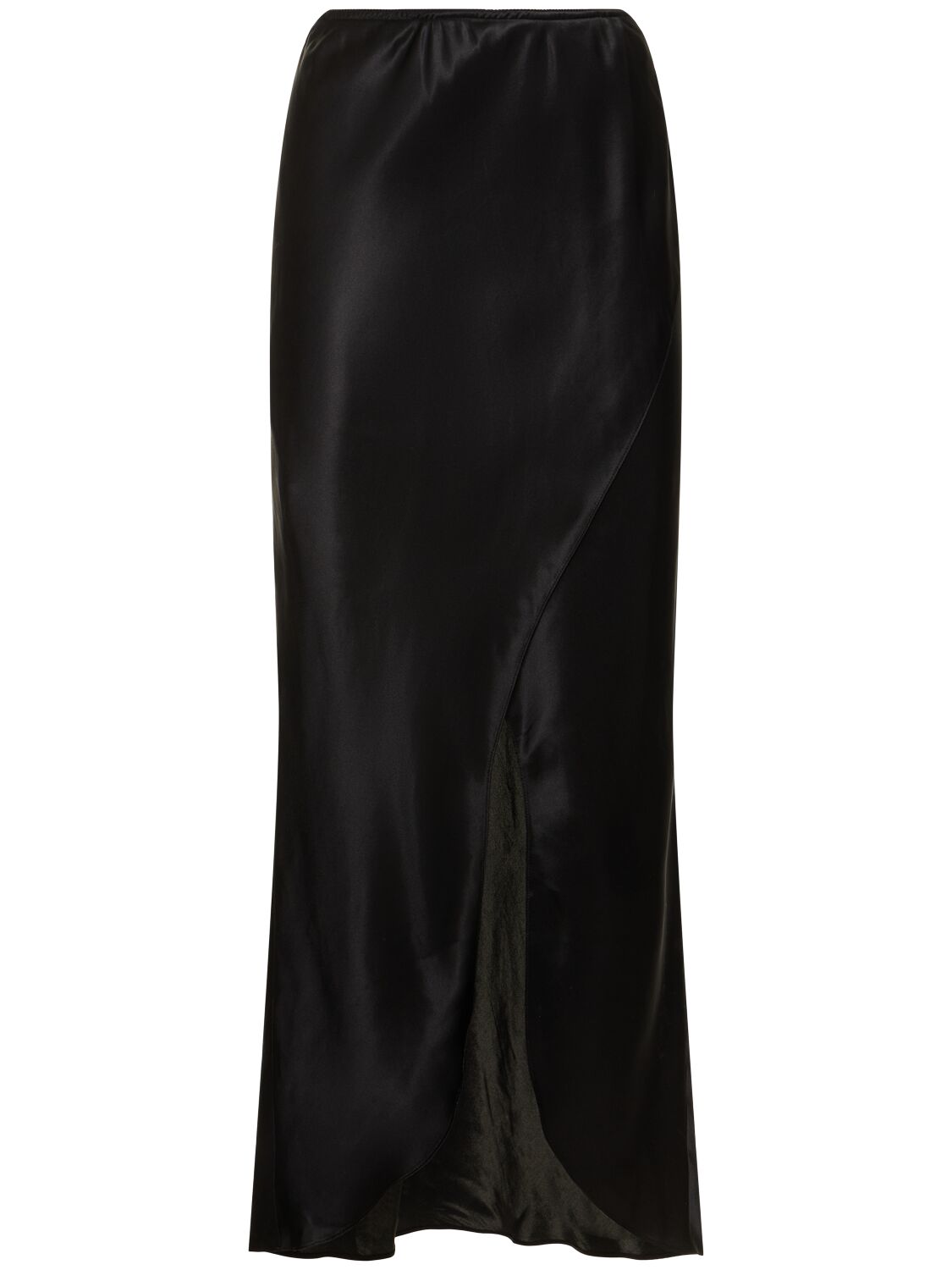 The Garment Catania Long Silk Skirt W/slit In Black