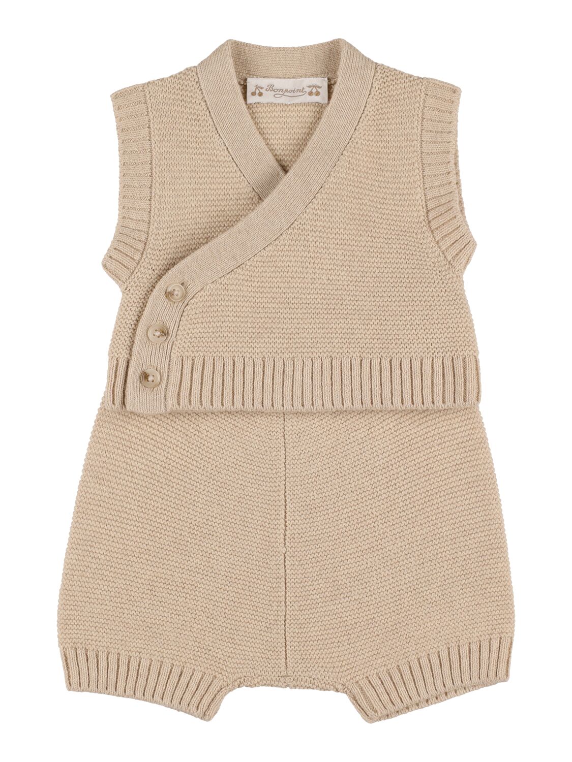 Bonpoint Babies' Cotton & Wool Tricot Cardigan & Shorts In 베이지