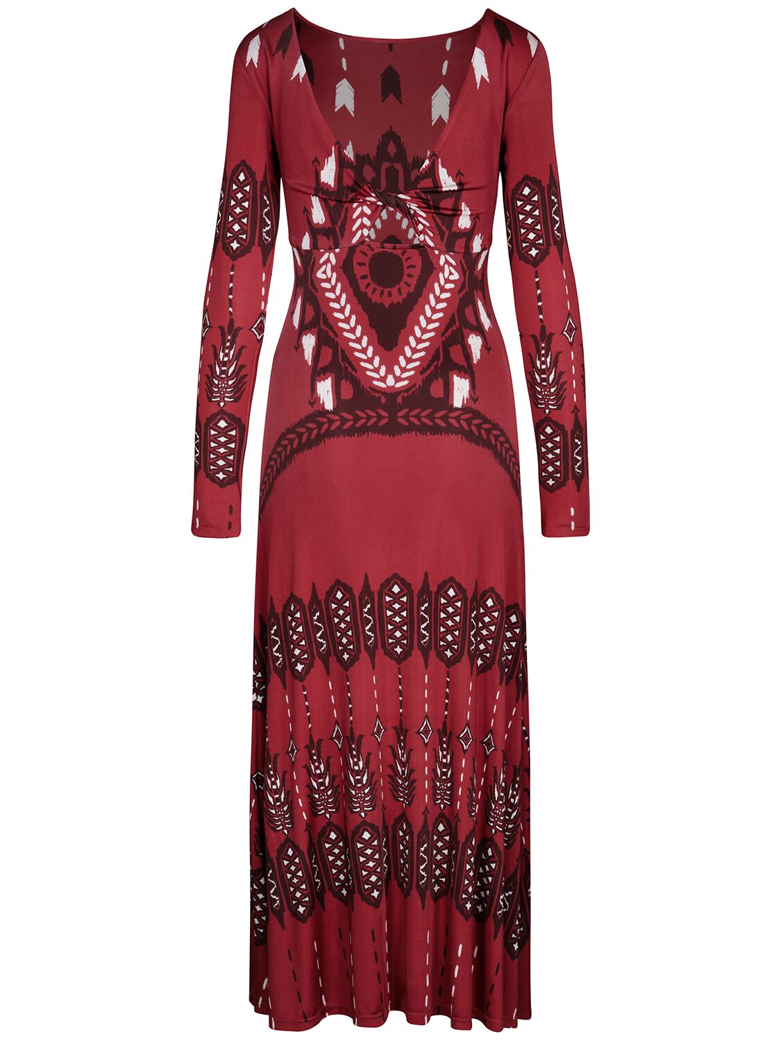 Johanna Ortiz Broken Arrow Stretch Viscose Midi Dress In Red/multi