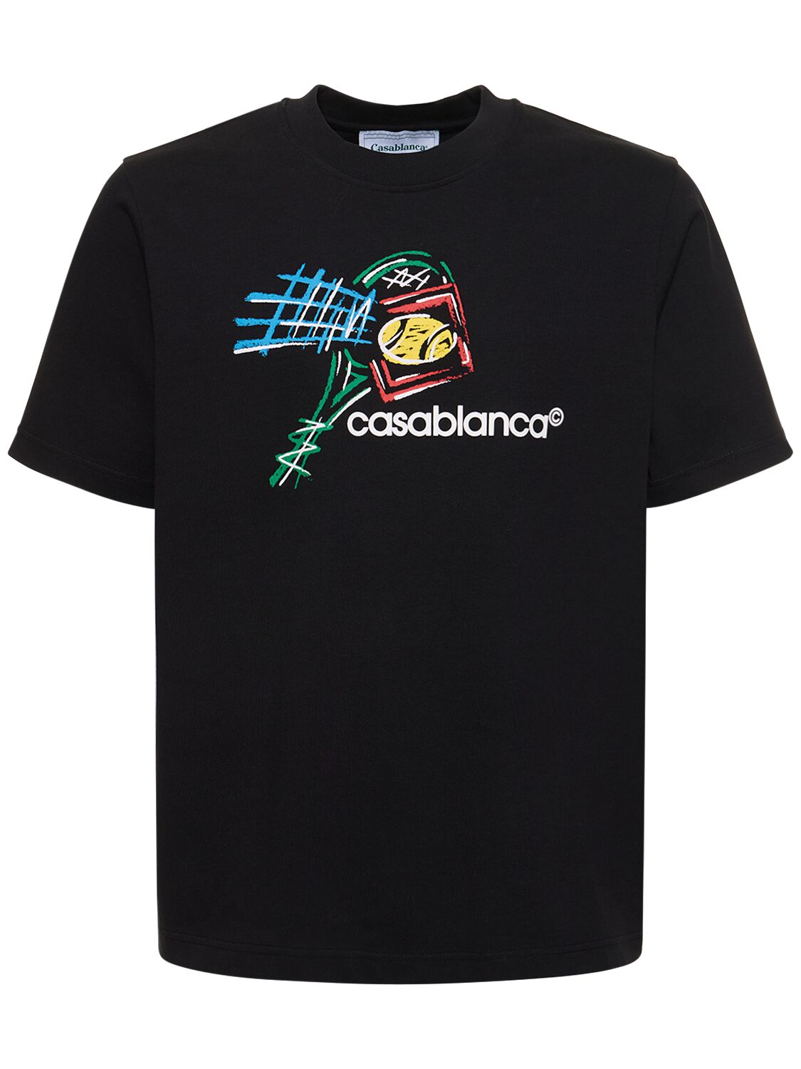 Shop Casablanca Croquis De Tennis Screen Printed T-shirt In Black