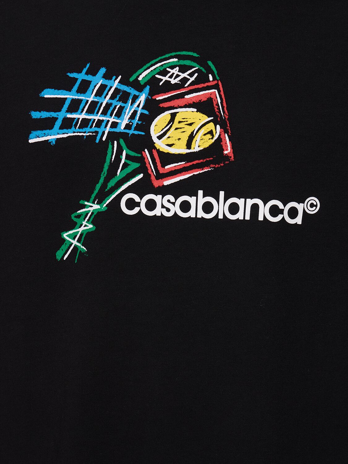 Shop Casablanca Croquis De Tennis Screen Printed T-shirt In Black