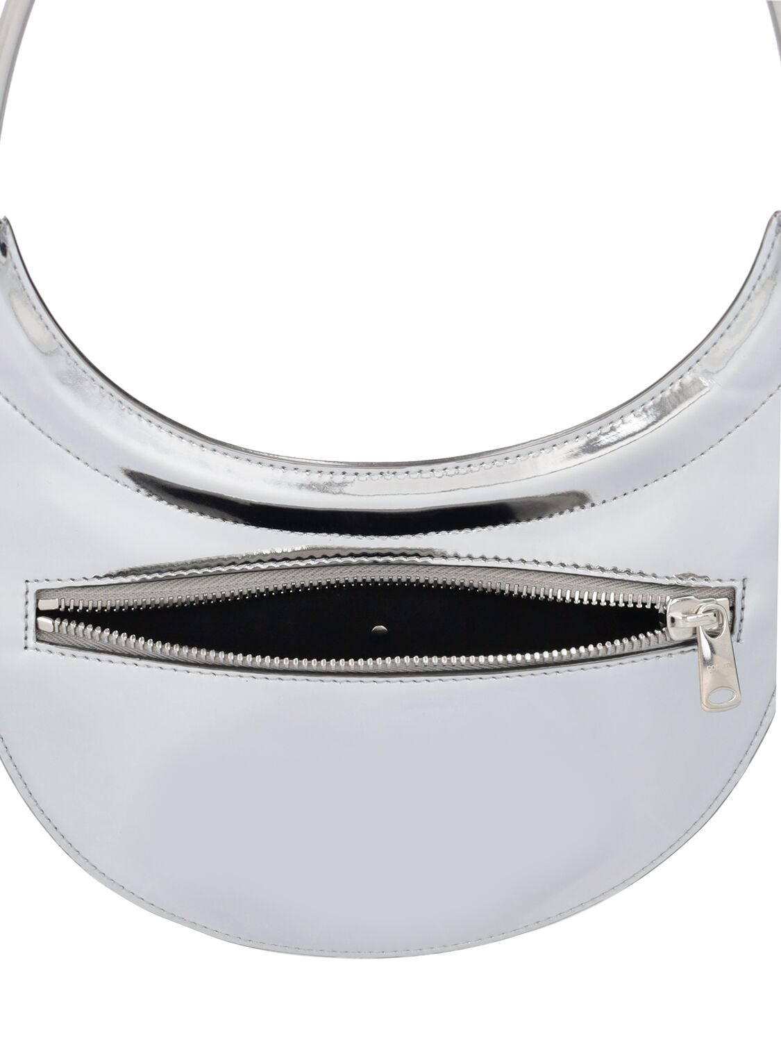 Shop Coperni Ring Swipe Metallic Faux Leather Bag In Silver