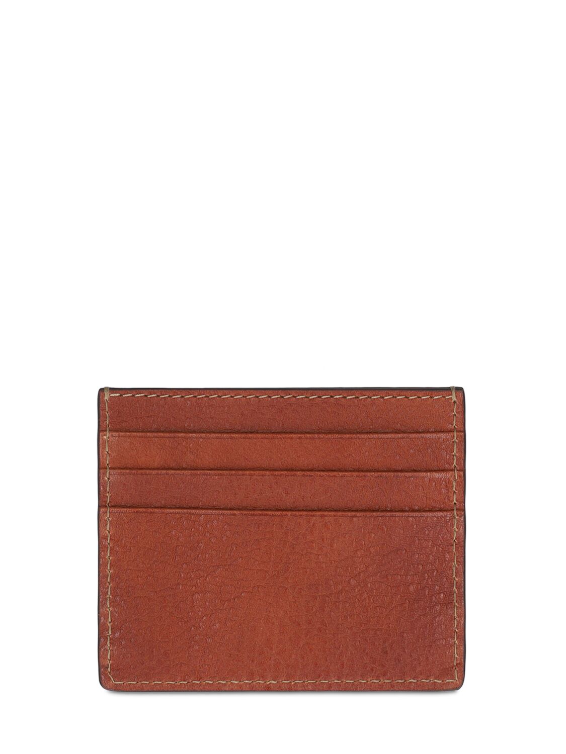 Brunello Cucinelli Leather Card Holder In Copper