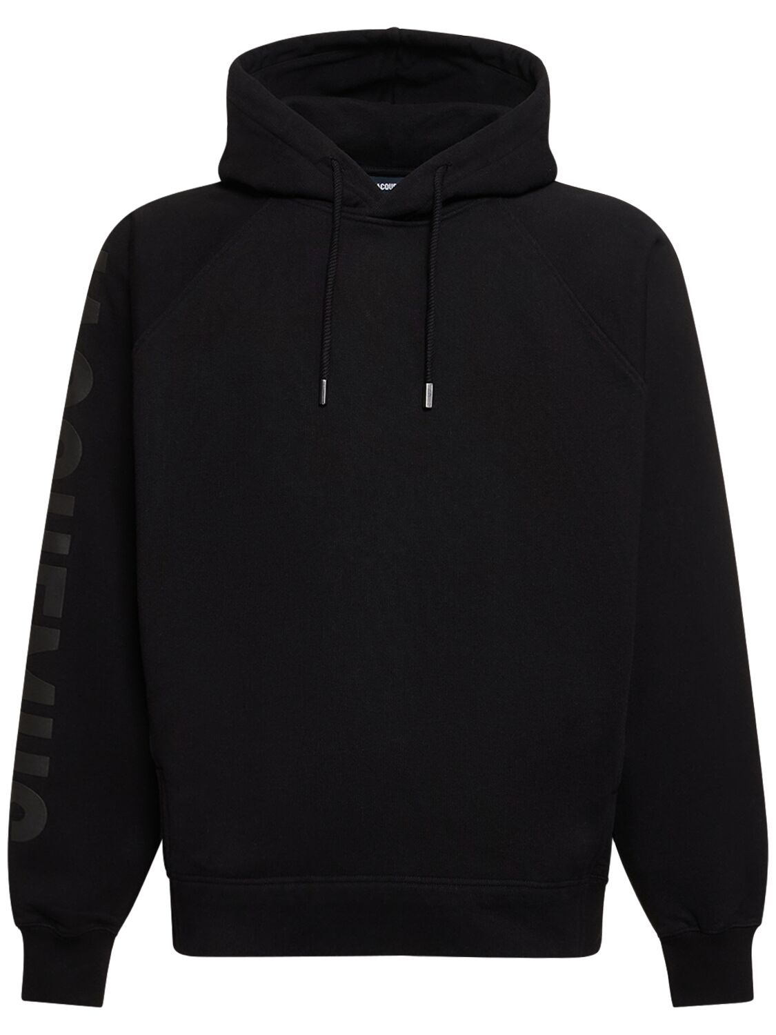Shop Jacquemus Le Hoodie Typo Cotton Sweatshirt In Black