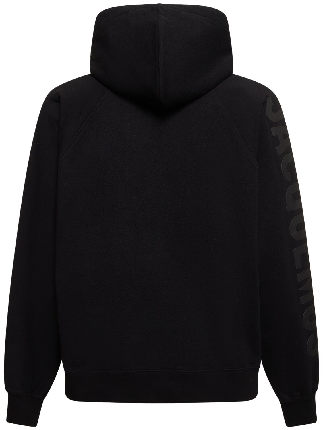 Shop Jacquemus Le Hoodie Typo Cotton Sweatshirt In Black