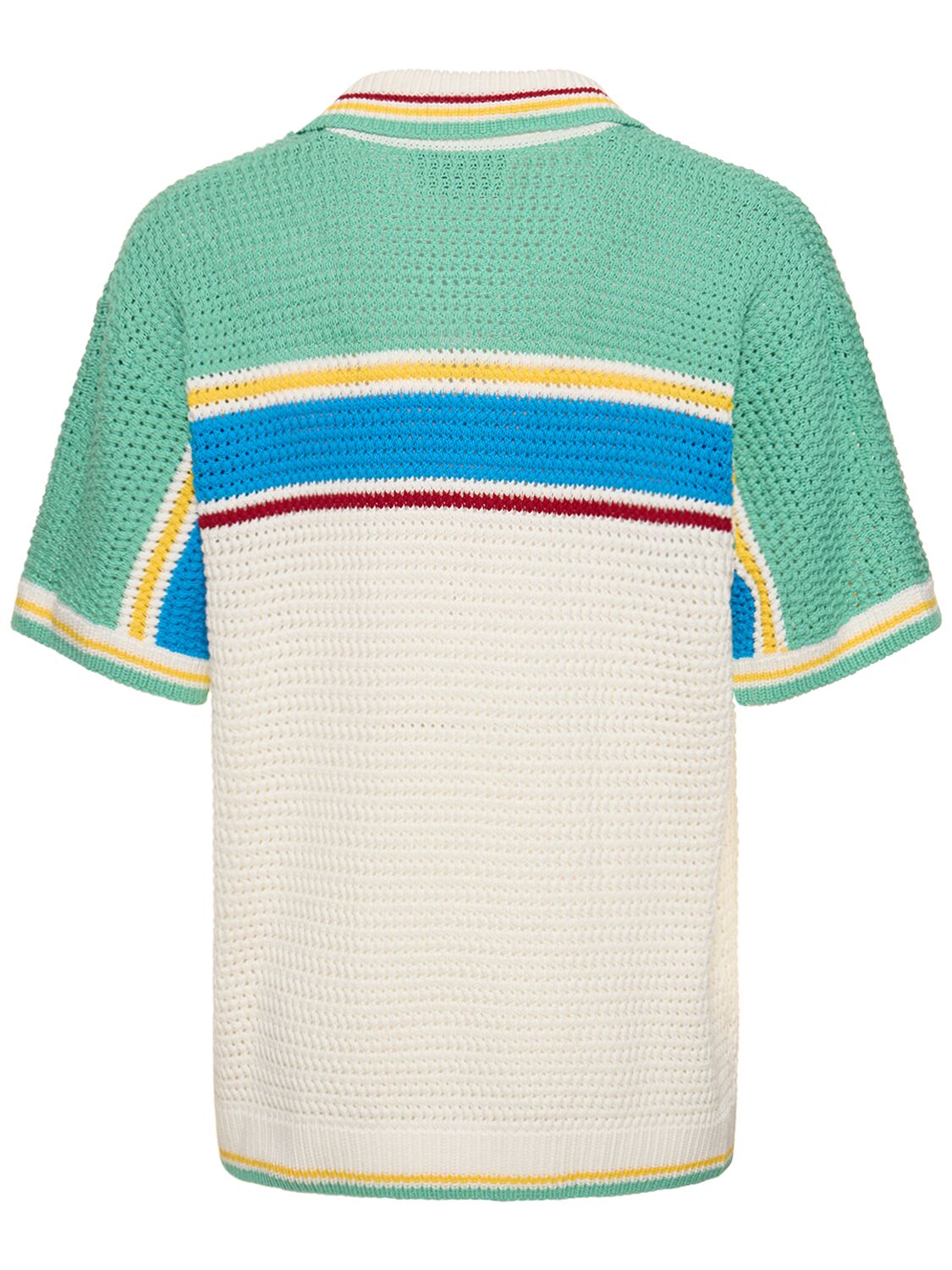 Shop Casablanca Crocheted Cotton Tennis Shirt In White/blue