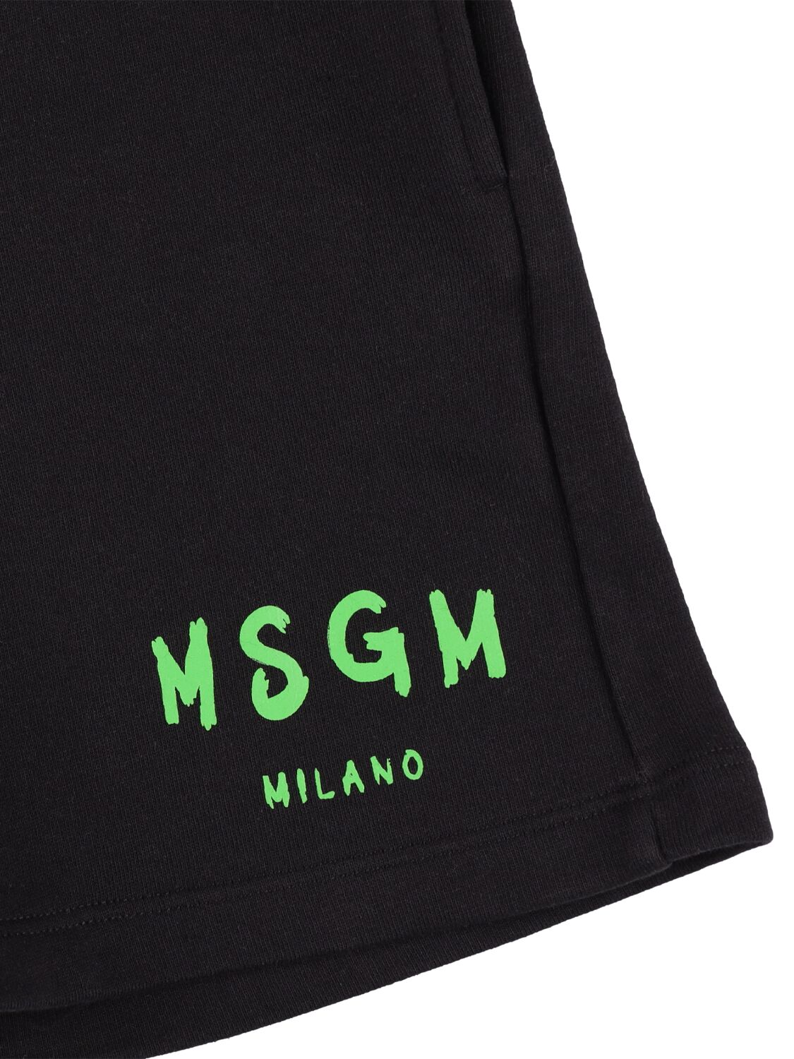 Shop Msgm Cotton Sweat Shorts W/pockets In Black