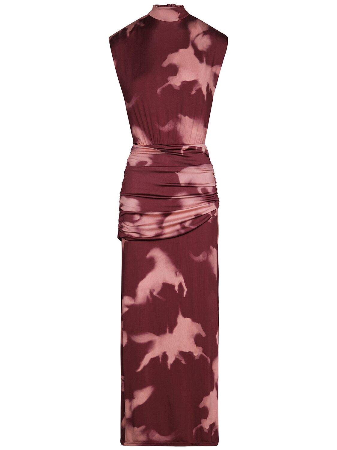 Shop Johanna Ortiz Running Horses Viscose Midi Dress In Brown/pink