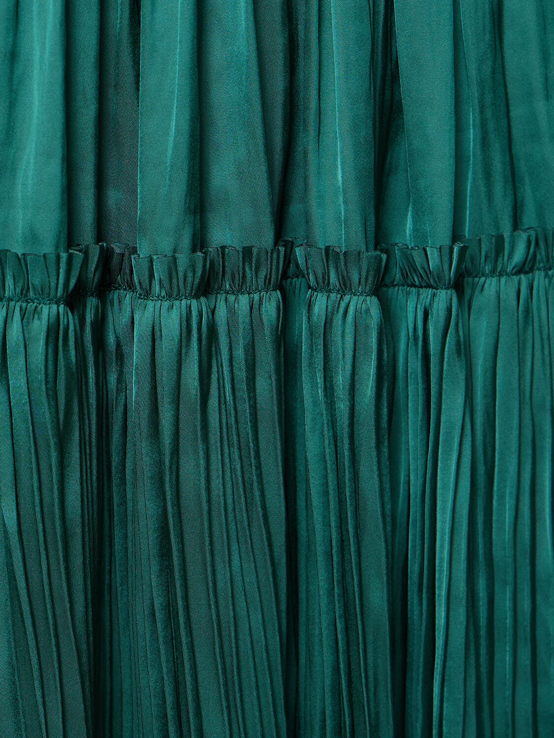Shop Ulla Johnson Lu Pleated Satin Mini Dress In Green