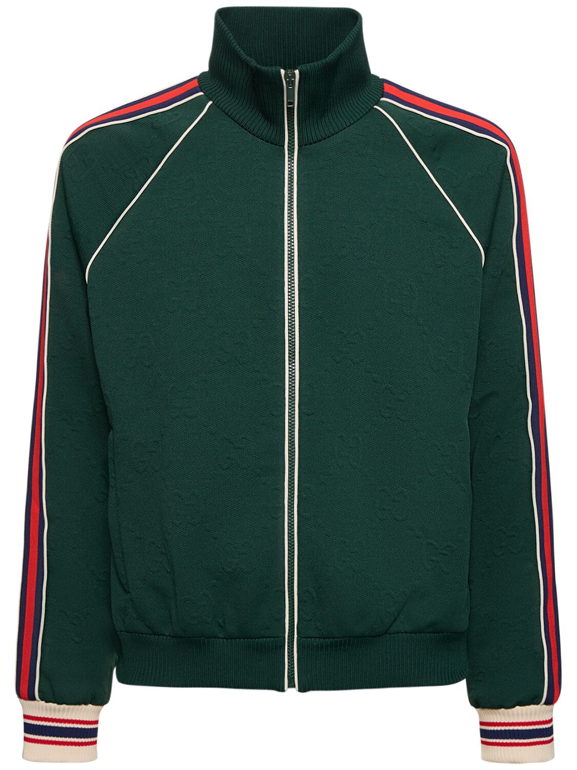 Gucci Iconic Gg Tech Zip-up Sweatshirt In Bottle Green
