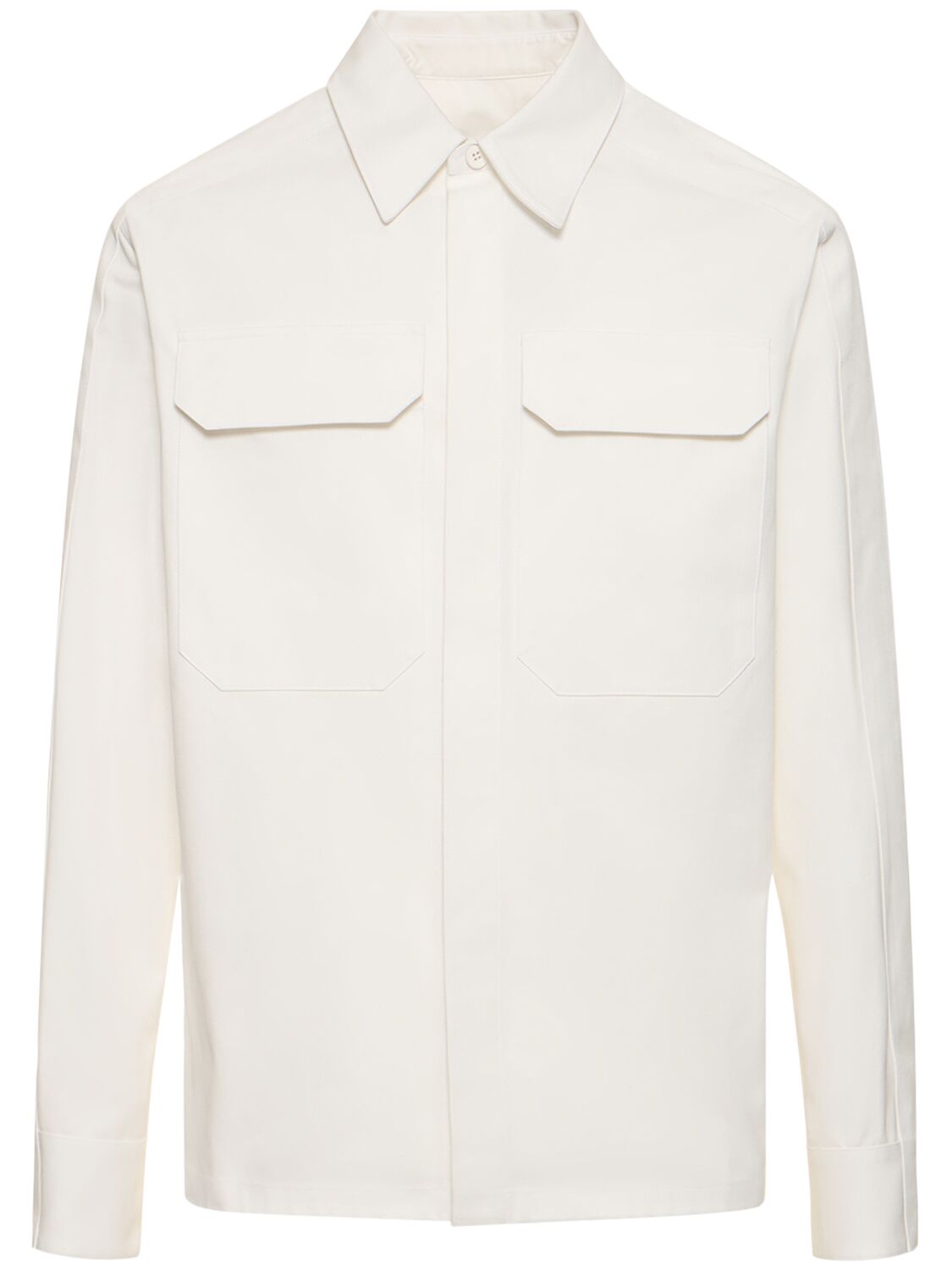 Shop Jil Sander Cotton Gabardine Overshirt In Optic White