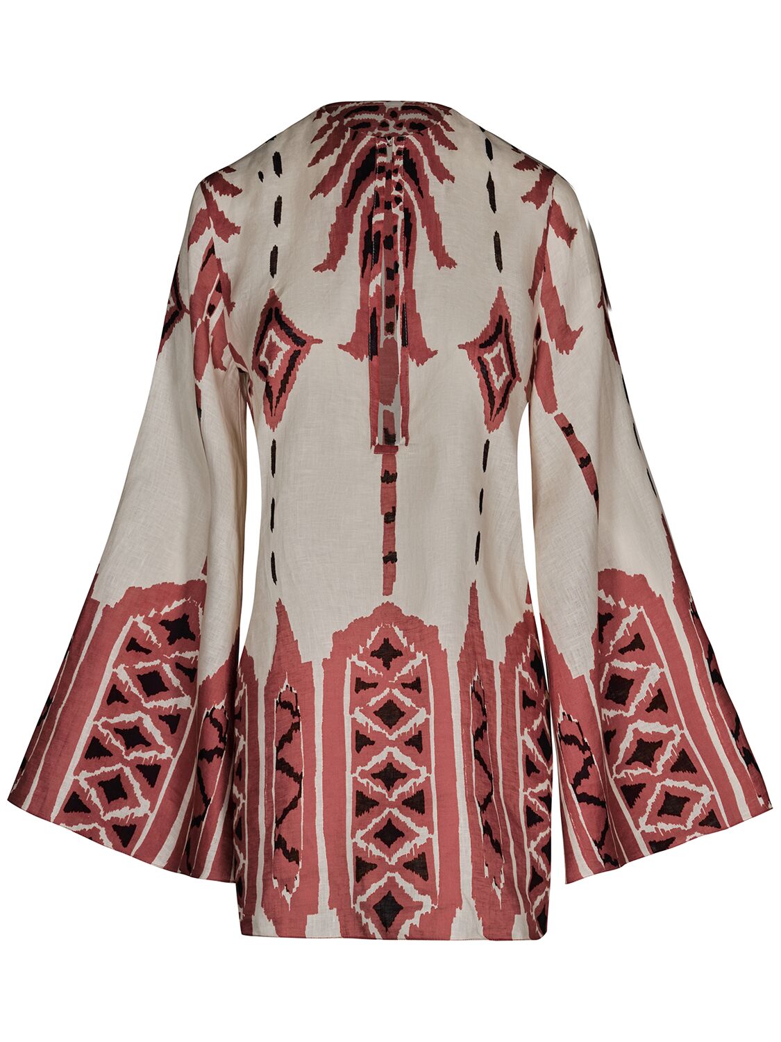 Johanna Ortiz Desert Scout Printed Linen Mini Dress In Ecru/brown