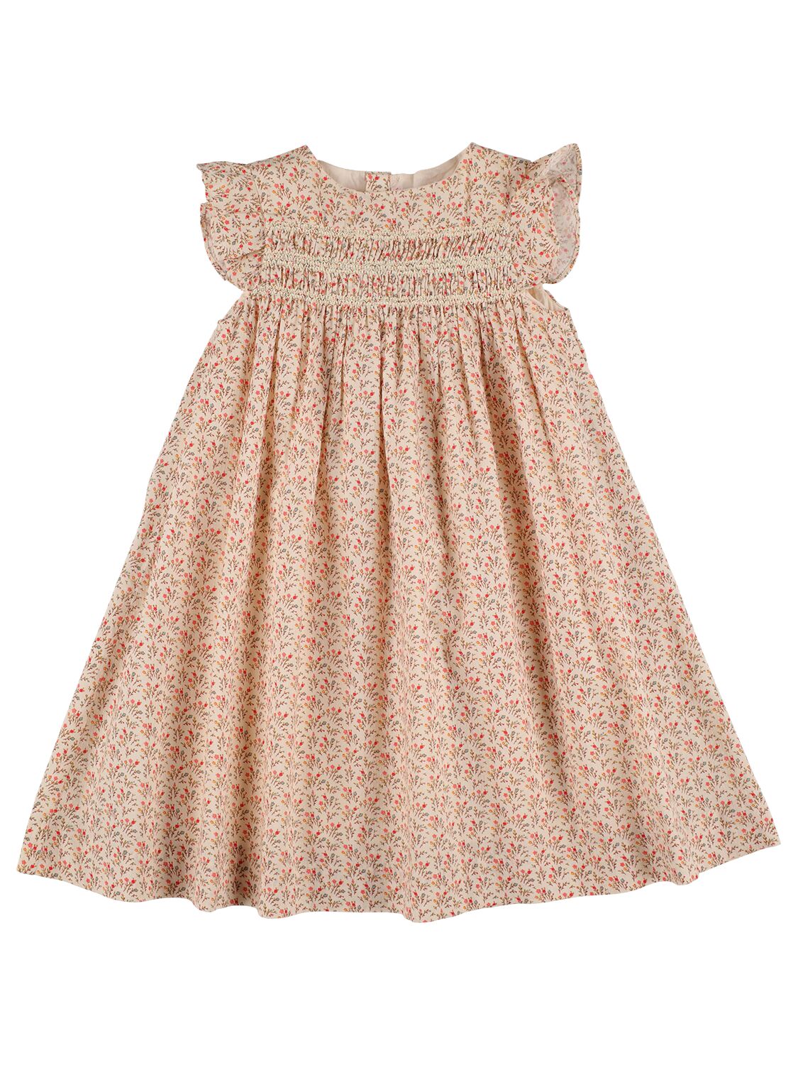 Bonpoint Kids' Printed Cotton Dress W/ Embroidery In 베이지