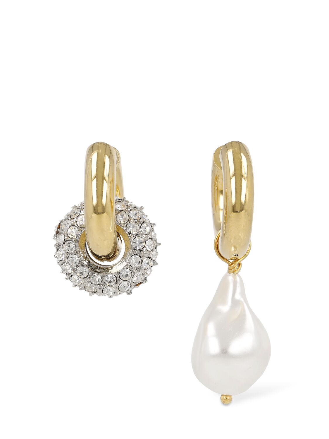 Image of Crystal Disc & Pearl Mismatched Earrings
