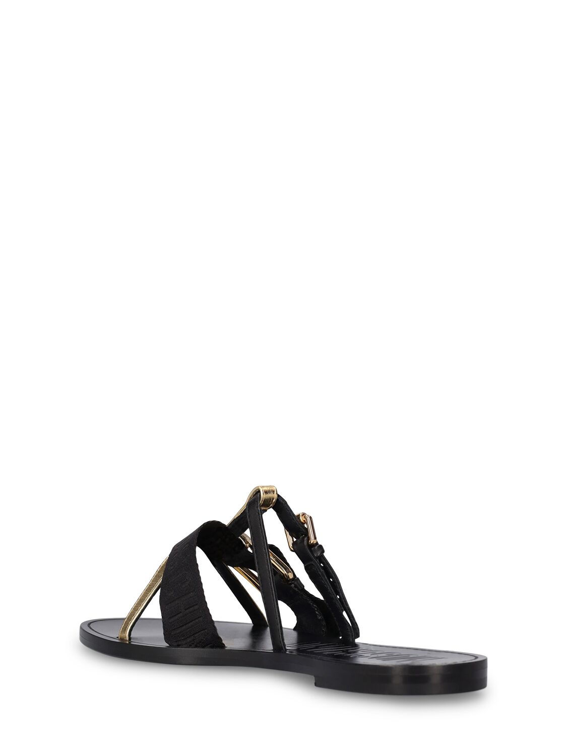 Shop Moschino 5mm Leather Flat Sandals In Black