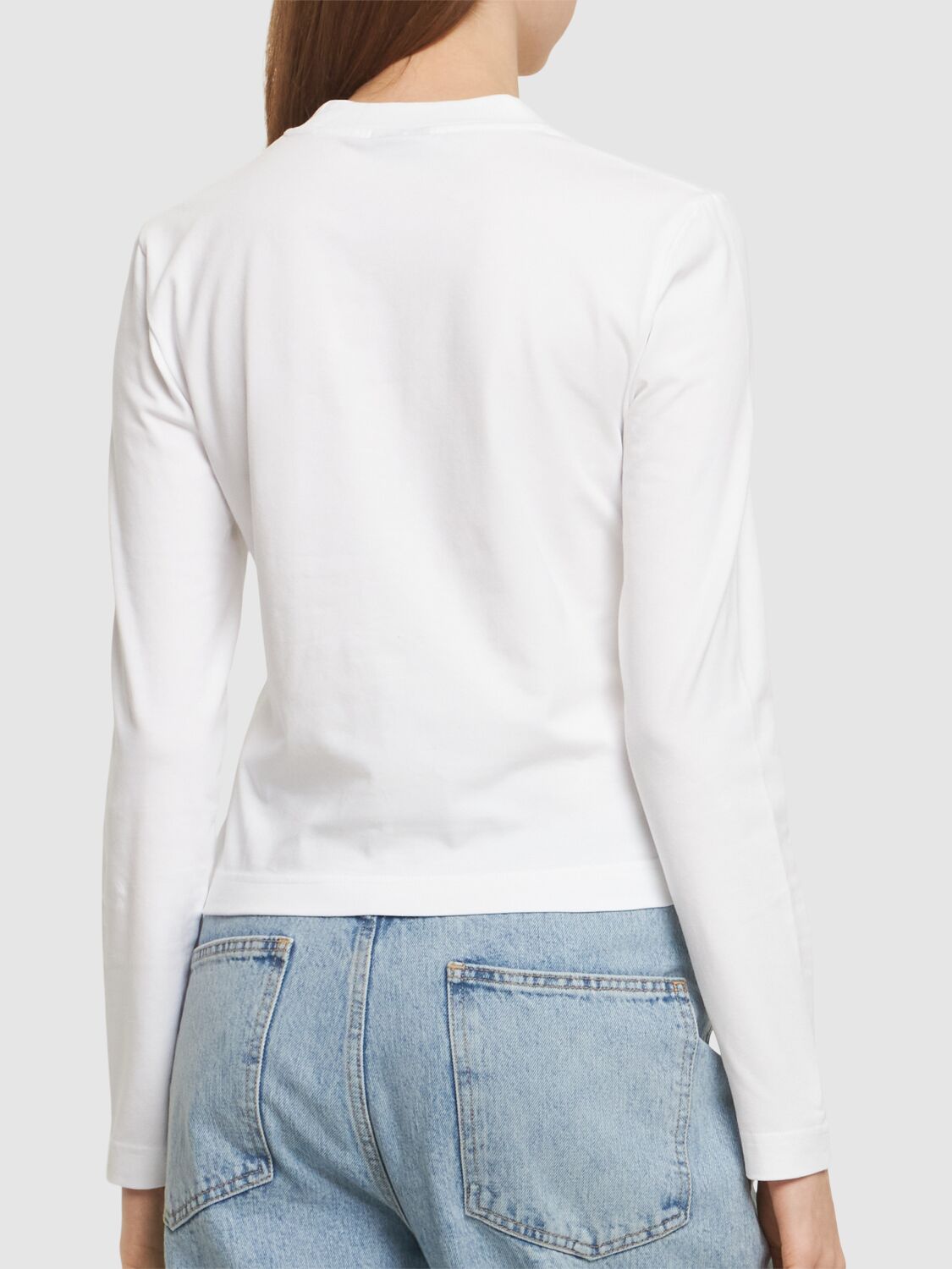 Shop Jacquemus Le T-shirt Gros Grain Long Sleeve Top In White